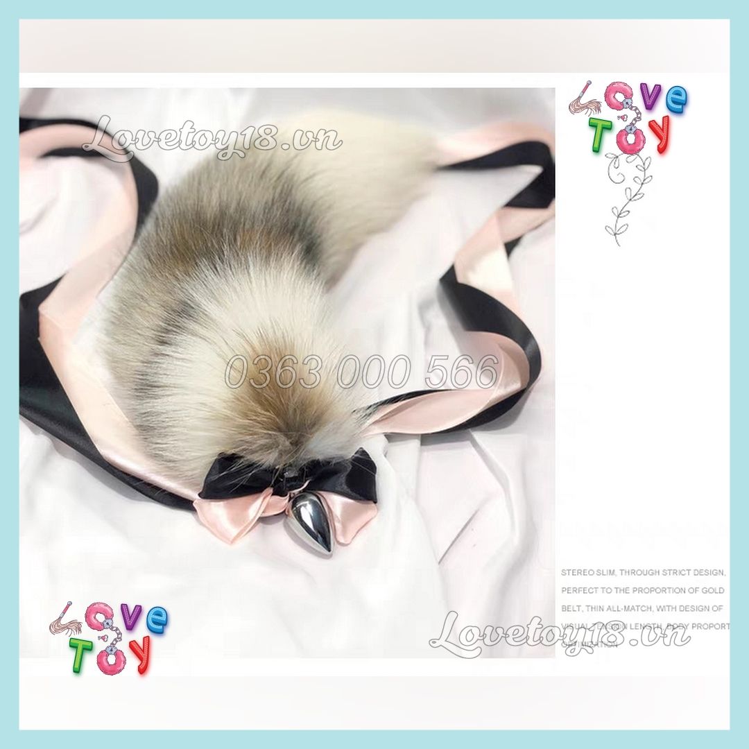 Đuôi Cáo Cute Màu Xám Trắng Xám Vàng Gắn Hậu Môn Buttplug Kích Thích Lỗ Nhị
