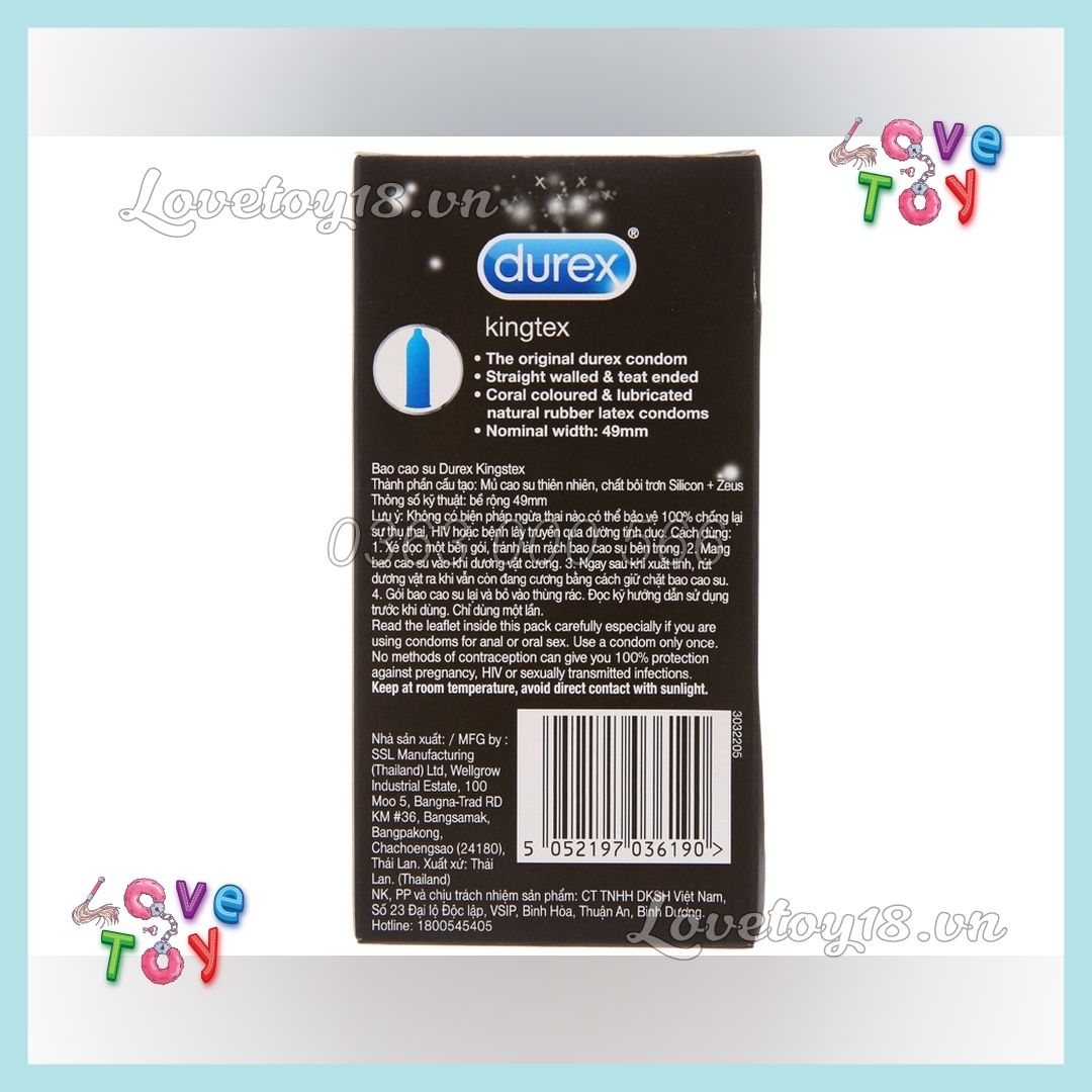 Bao Cao Su Durex Kingtex Hộp 12 Cái