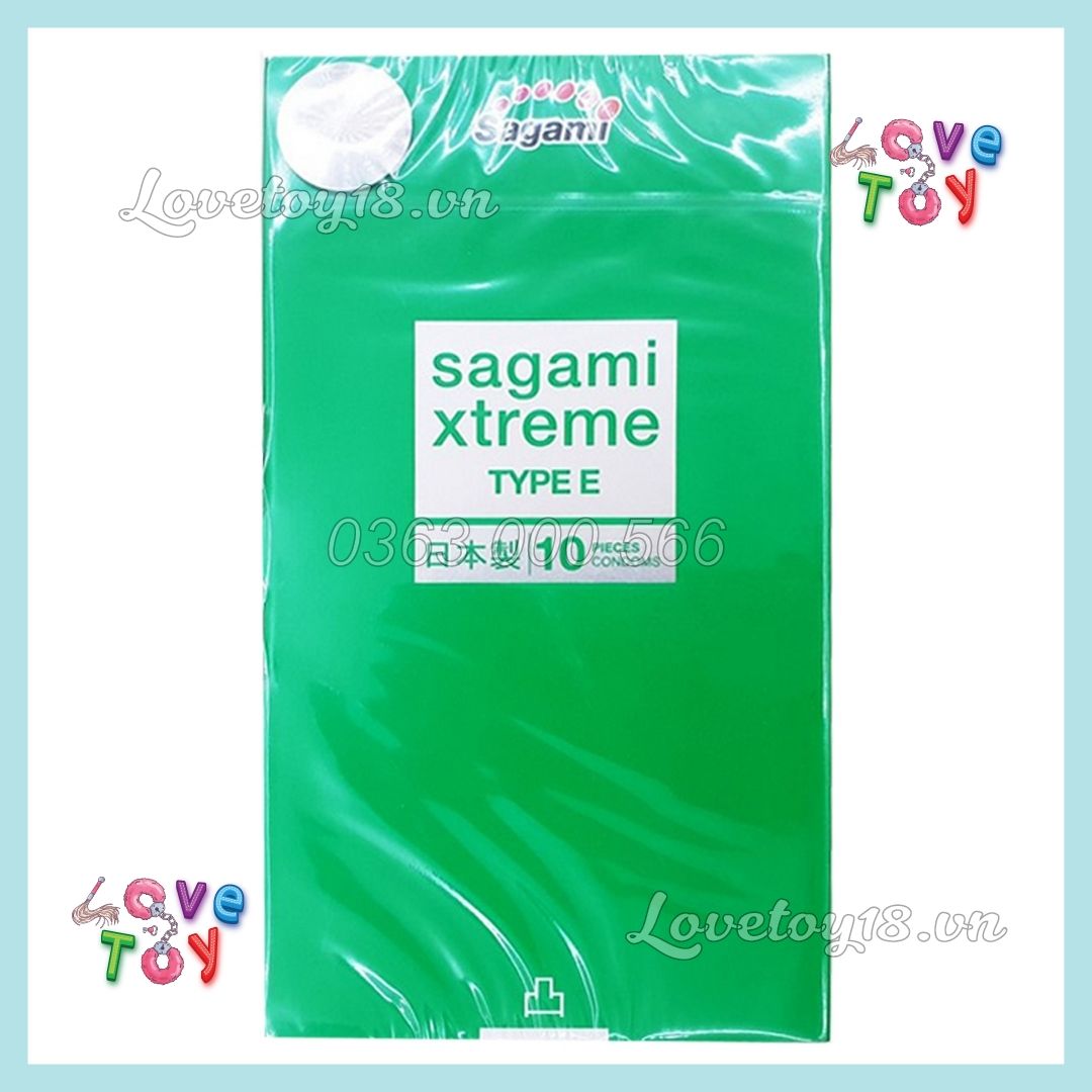 Bao cao su siêu mỏng Sagami Xtreme Type E Green Hộp 10 Cái