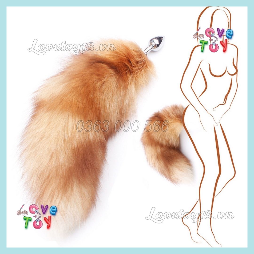 Đuôi Cáo Cute Màu Vàng Trắng Gắn Hậu Môn Buttplug Kích Thích Lỗ Nhị