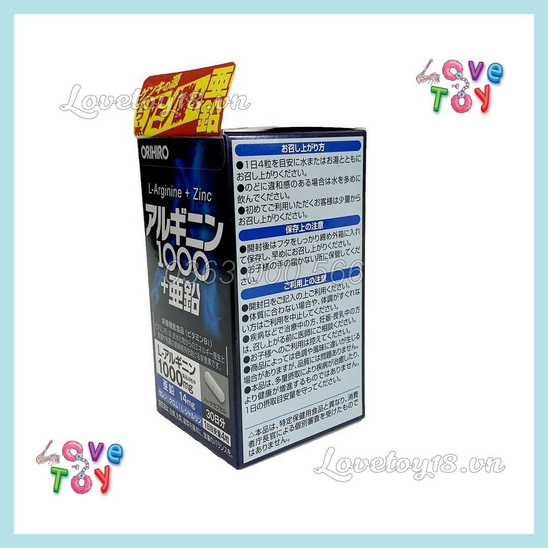 Viên uống tăng cường sinh lý nam giới L-Arginine 1000mg và Zinc Orihiro