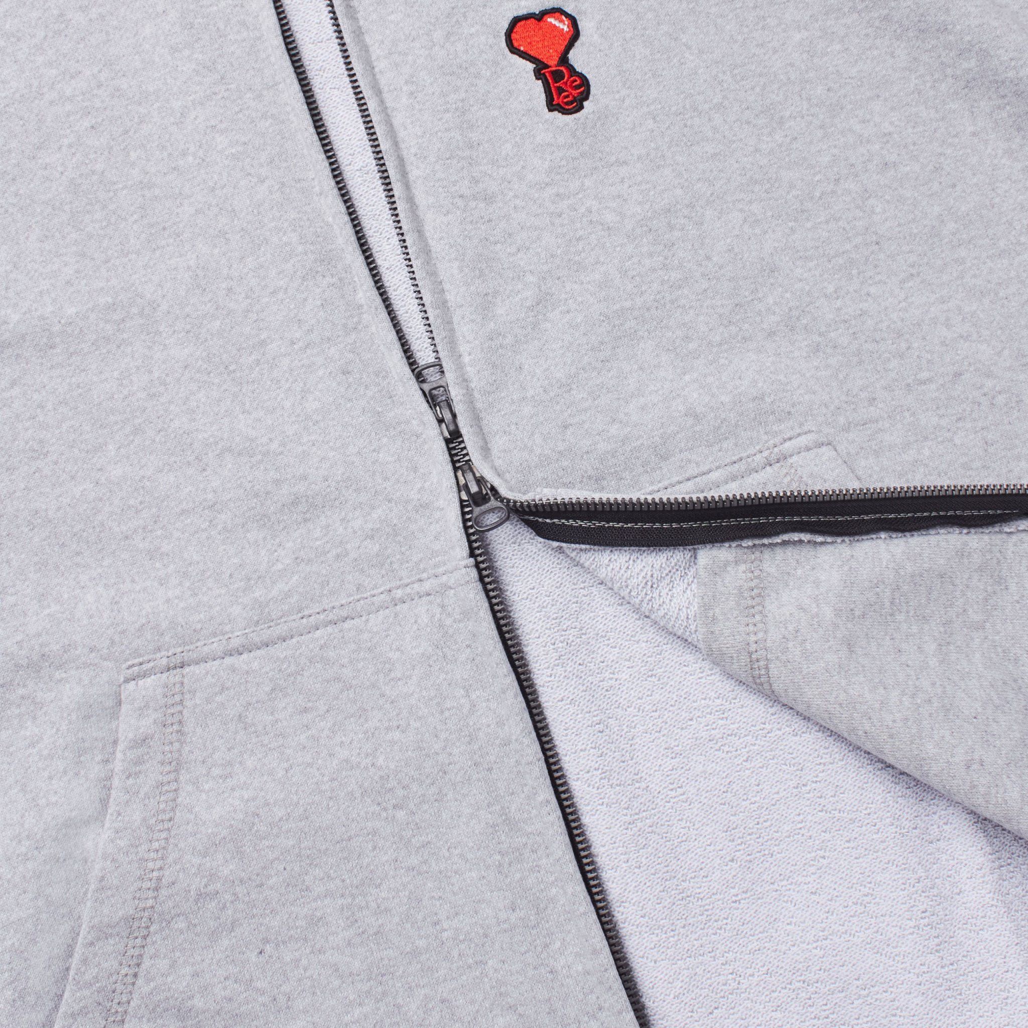 REE HEART BOXY ZIP HOODIE - GREY