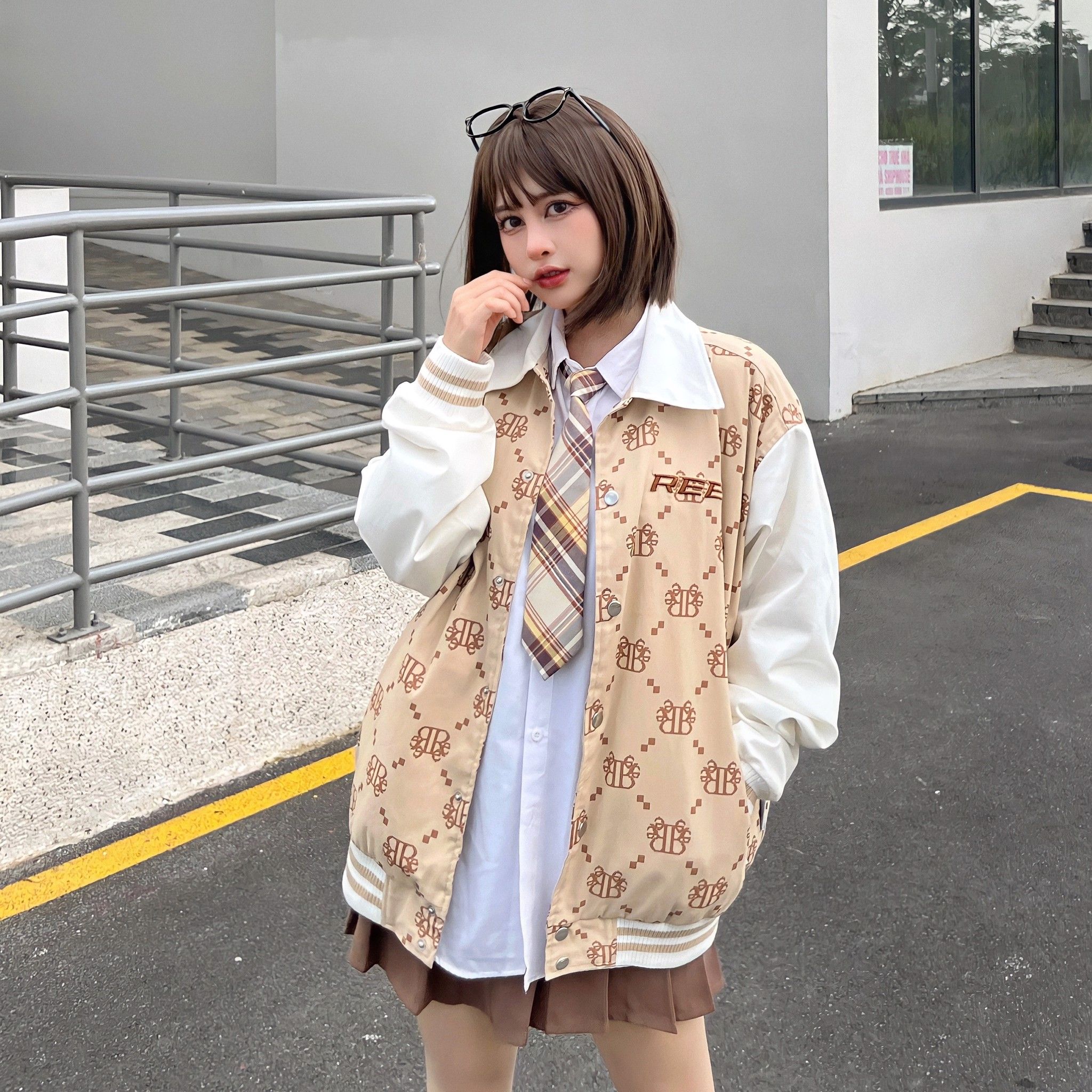  DIAMOND MONOGRAM KHAKI JACKET - BEIGE 