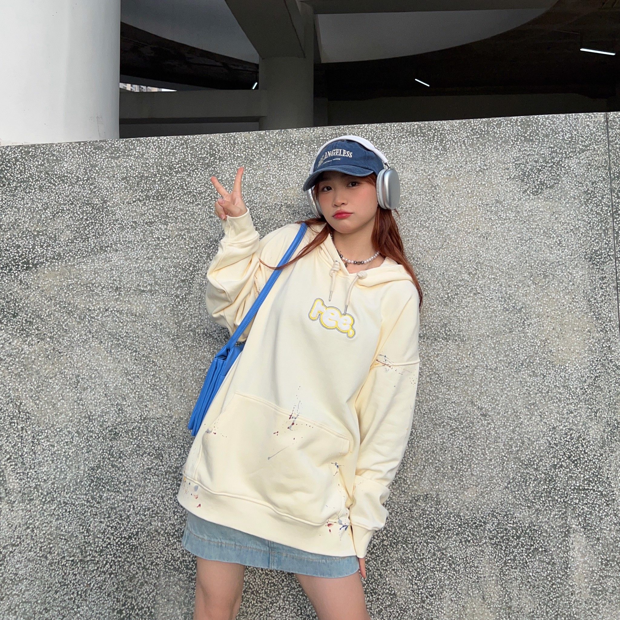 SPLASH INK HOODIE - CREAM