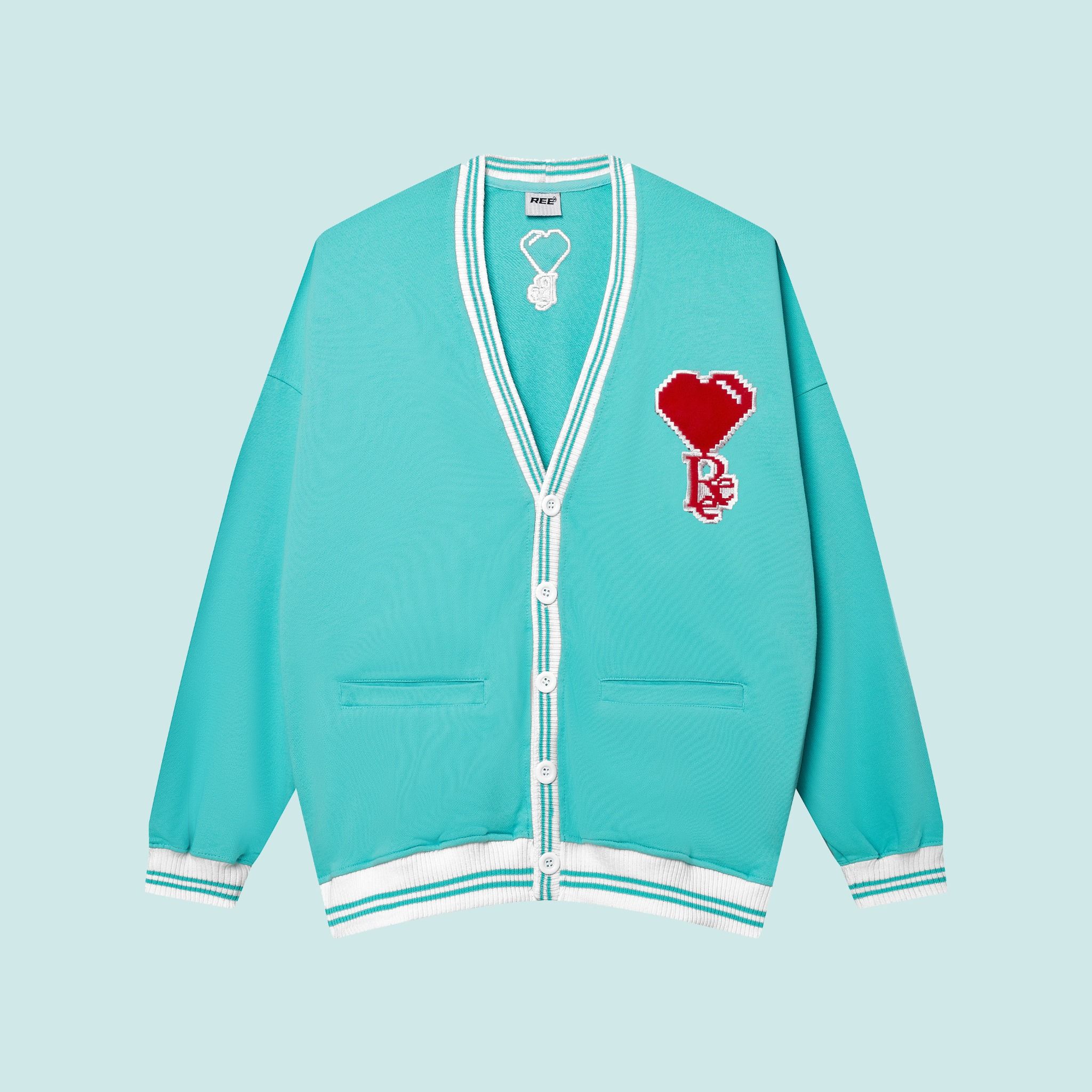 REE HEART CARDIGAN - MINT