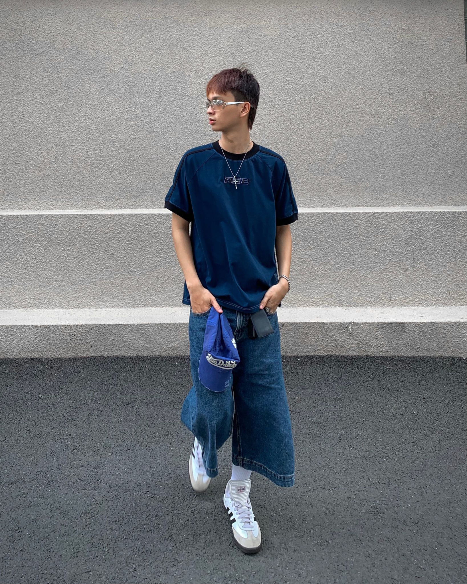 REGULAR FIT - STRIPED RINGER TEE - NAVY