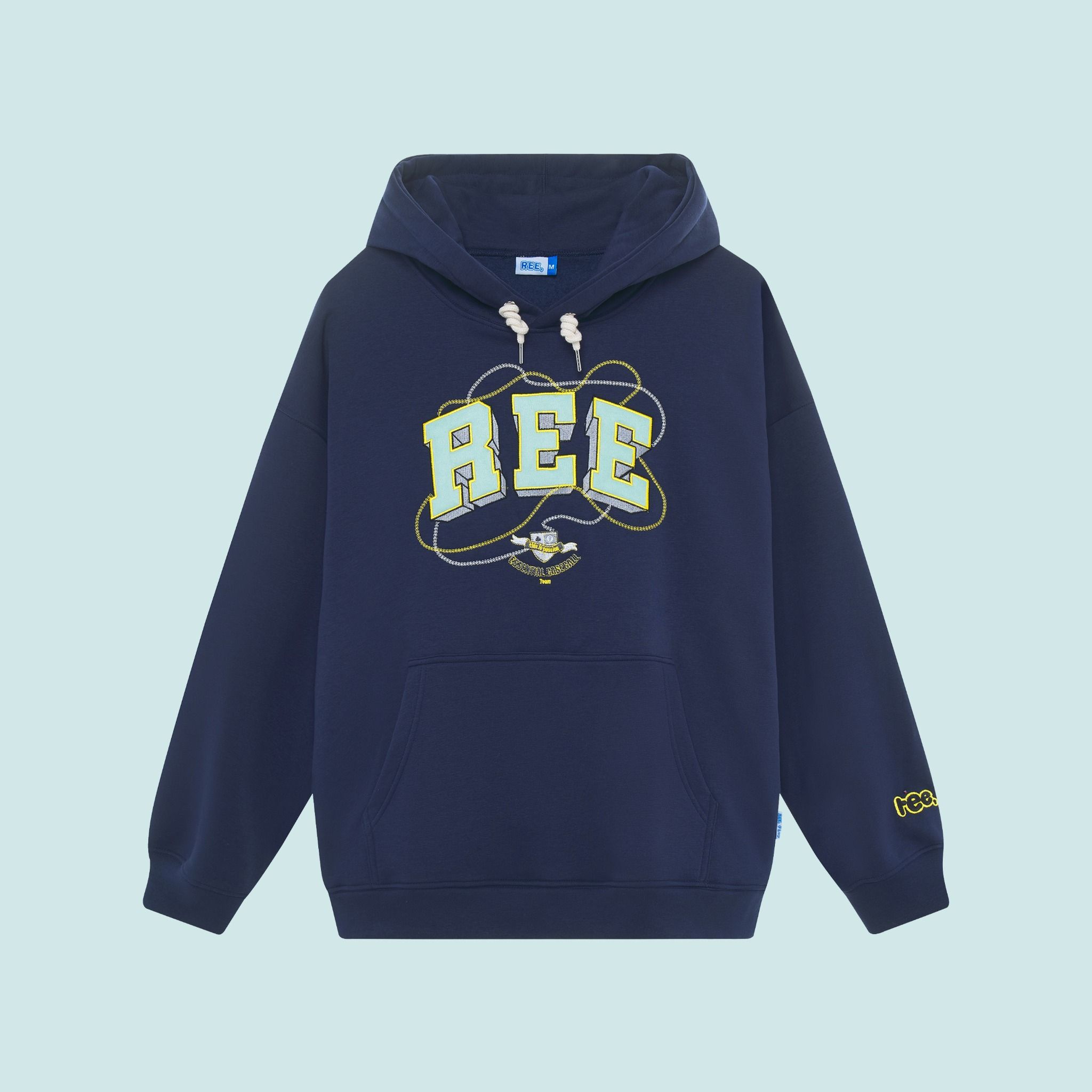 REE EMBROIDERED BASIC HOODIE - NAVY