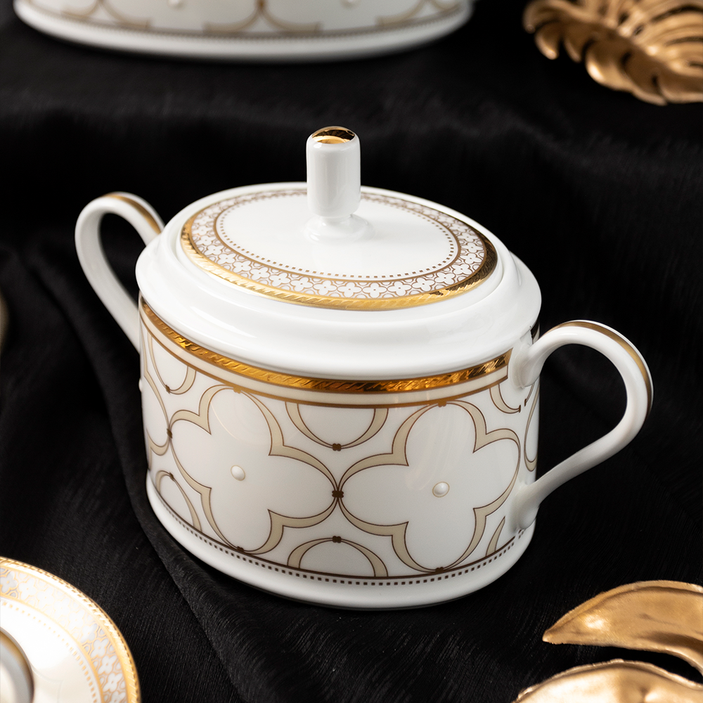  Bộ ấm chén uống trà 15 món sứ xương | Trefolio Gold 4945L-T017A 