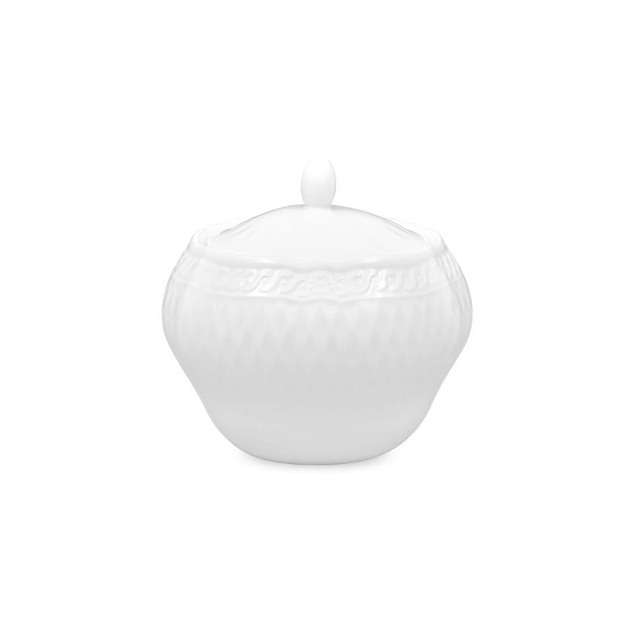 Bình (hũ) đường có nắp đậy dung tích 320ml sứ trắng cao cấp | Cher Blanc 1655L - 94827