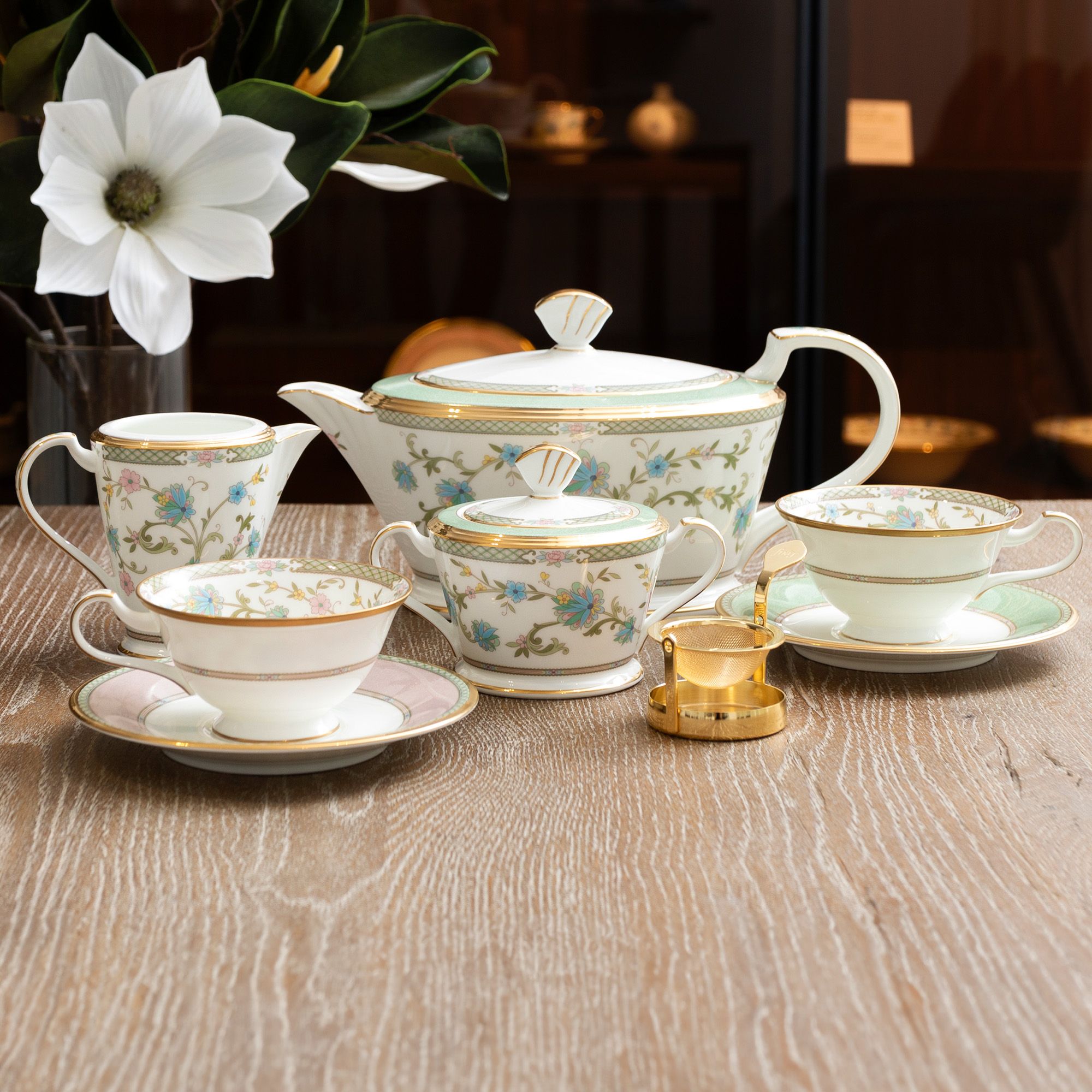  Chén trà (tách trà) dáng loe 220ml kèm đĩa lót màu hồng | Yoshino 9983-7J-Y59587 