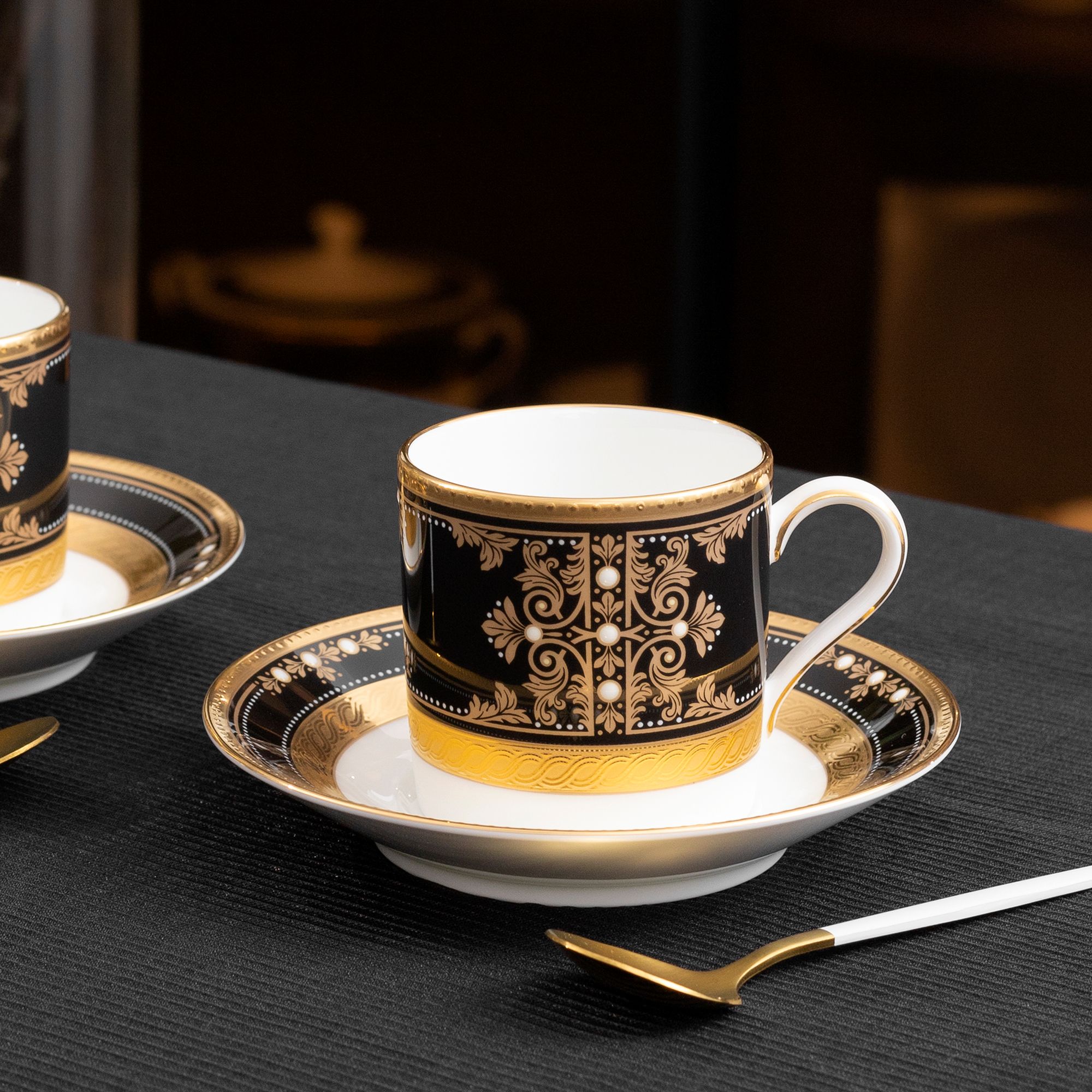  Chén trà (tách trà) nhỏ dung tích 125ml kèm đĩa lót sứ xương Nhật Bản | Evening Majesty 4818J-T59881 