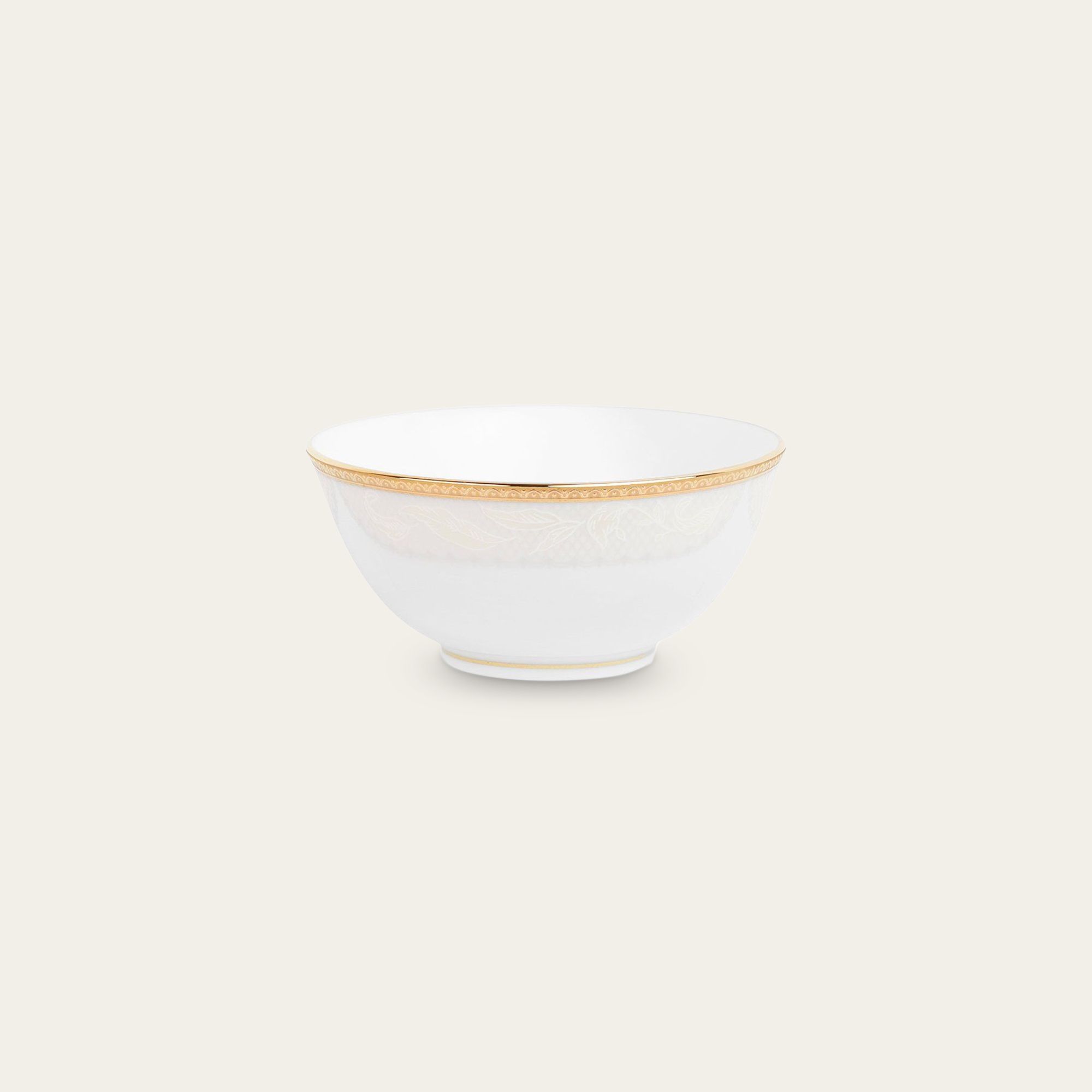 Bát (chén) 10,7cm dung tích 220ml đựng nước chấm, soup sứ trắng | Flanders Gold 1714L - 91482