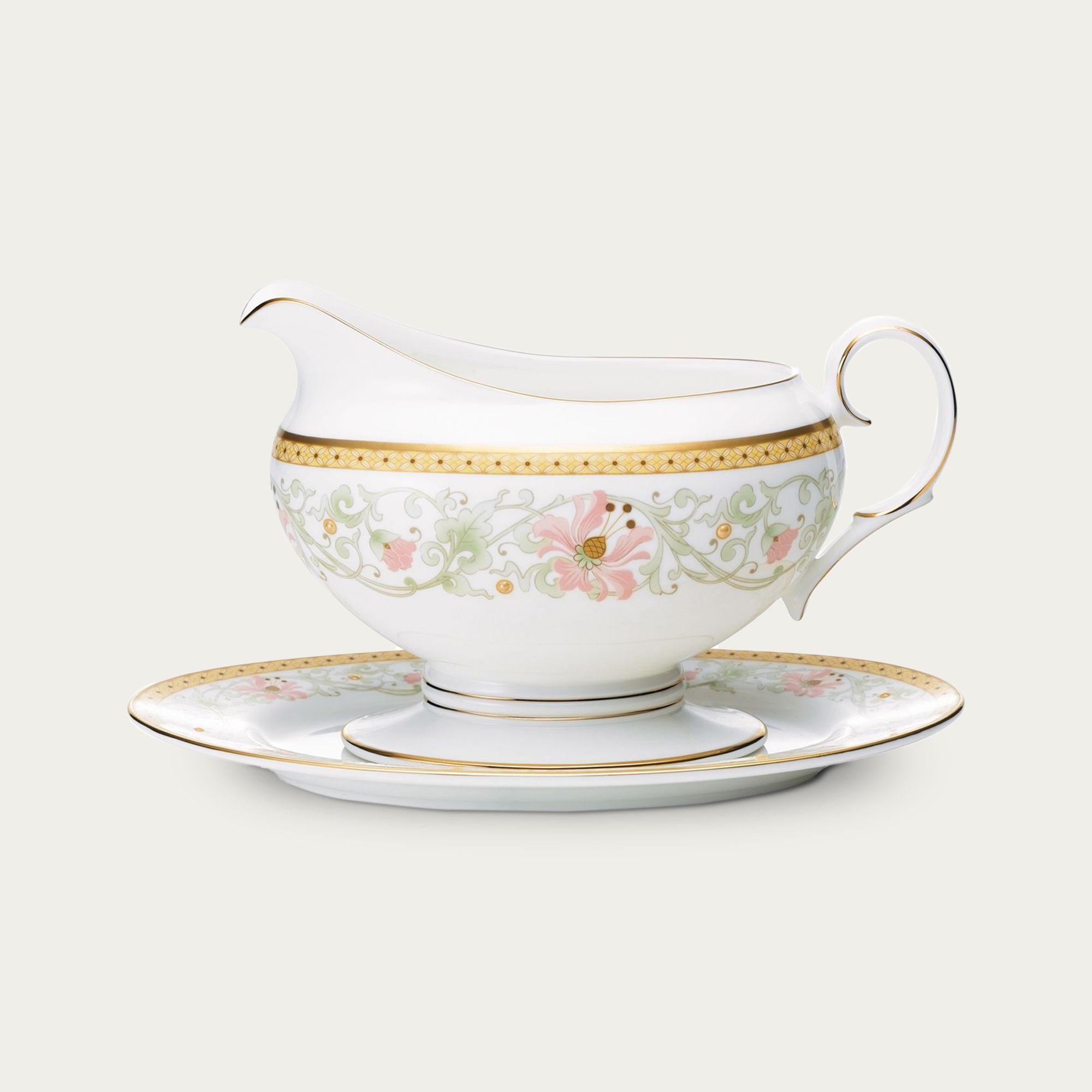 Bình (hũ) đựng nước xốt dung tích 670ml kèm đĩa lót sứ xương | Blooming Splendor 4892L - 50741A