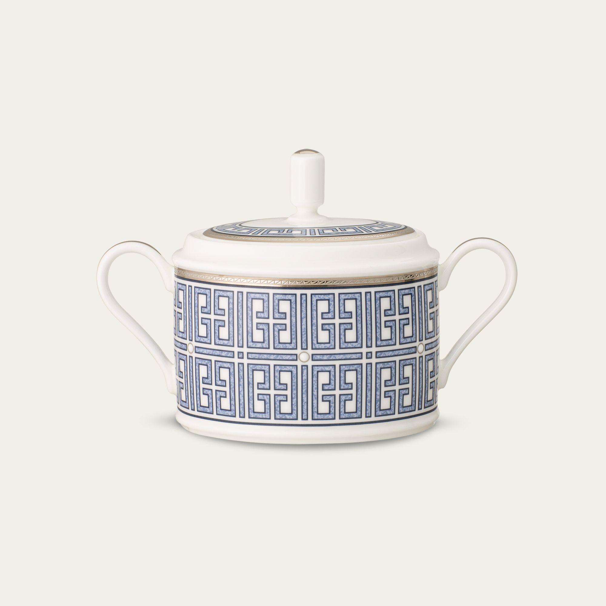 Bình (hũ) đường loại quai tròn dung tích 405ml kèm nắp đậy sứ xương | Infinity Blue 4978L - 93661