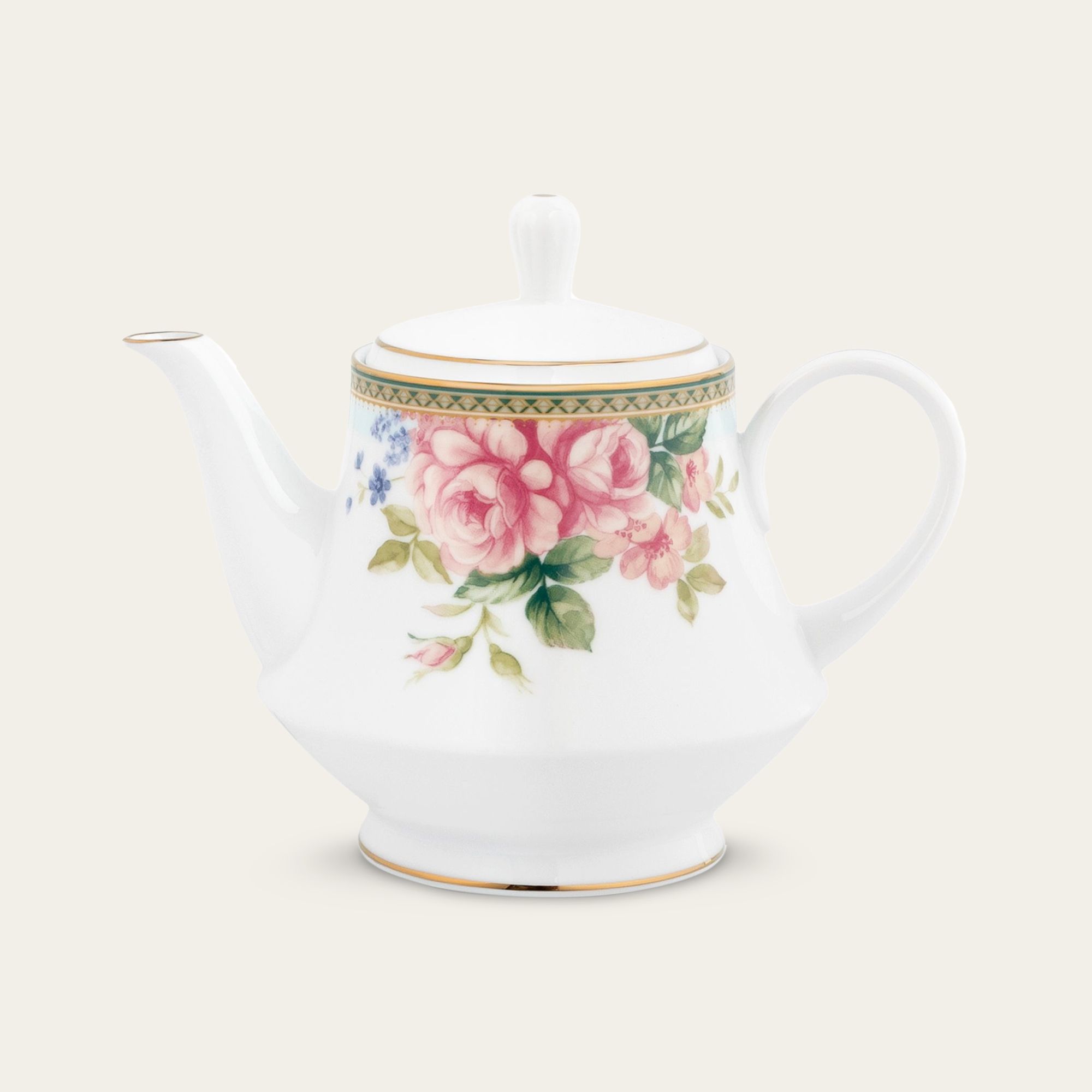 Ấm trà (bình trà) dung tích 1.200ml sứ trắng | Rosa Basket 1736L - 91123