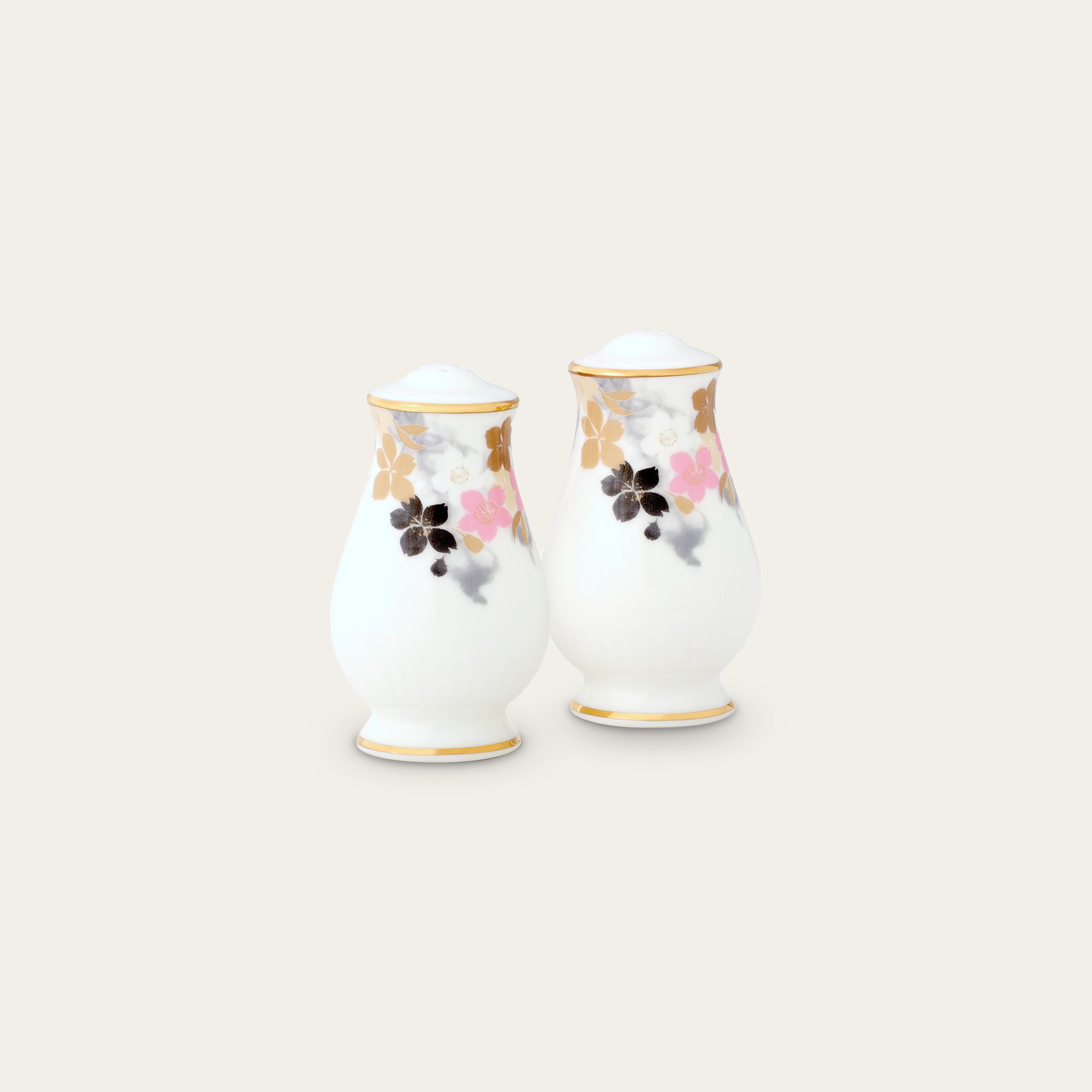 Bộ lọ đựng muối (4 lỗ) và lọ đựng tiêu (2 lỗ) cao 9,3cm sứ xương | Moonlit Blossoms 4969L - 972710