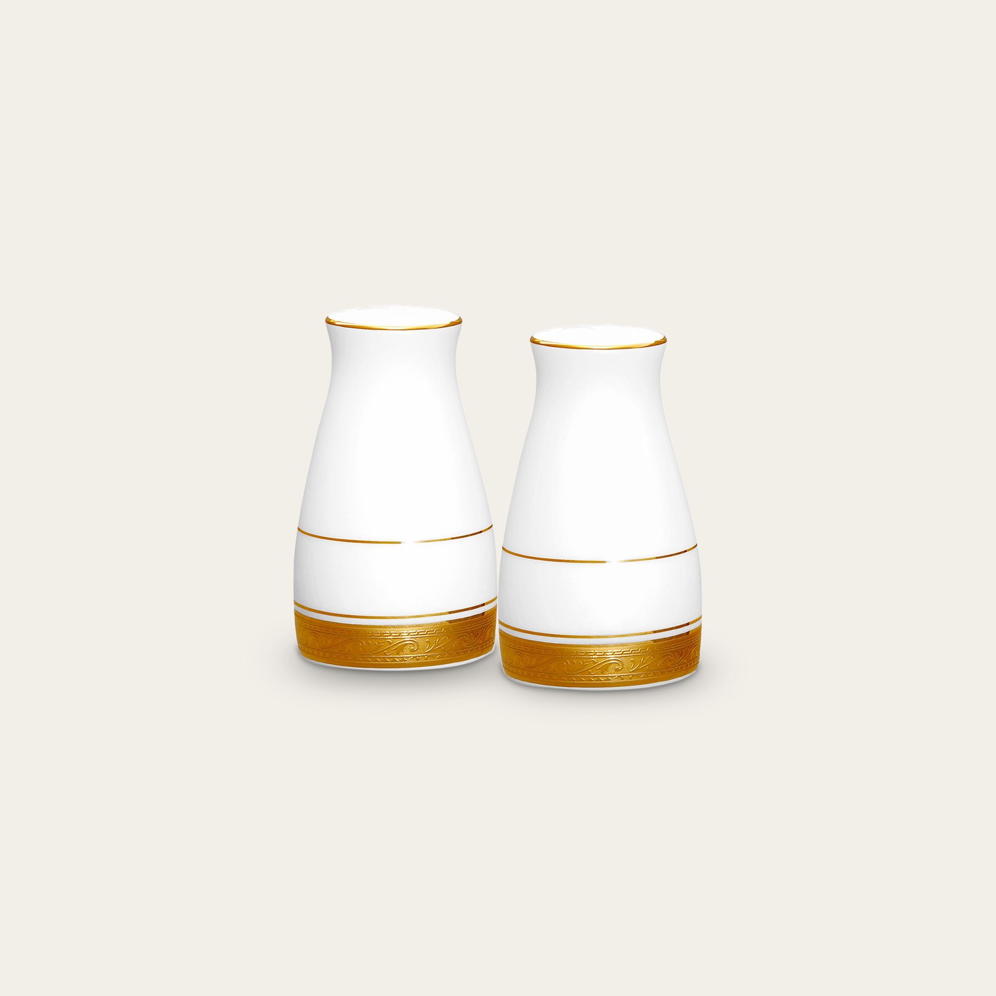 Bộ lọ đựng tiêu (3 lỗ) và muối (7 lỗ) cao 8,6cm sứ trắng | Crestwood Gold 4167L - 919710