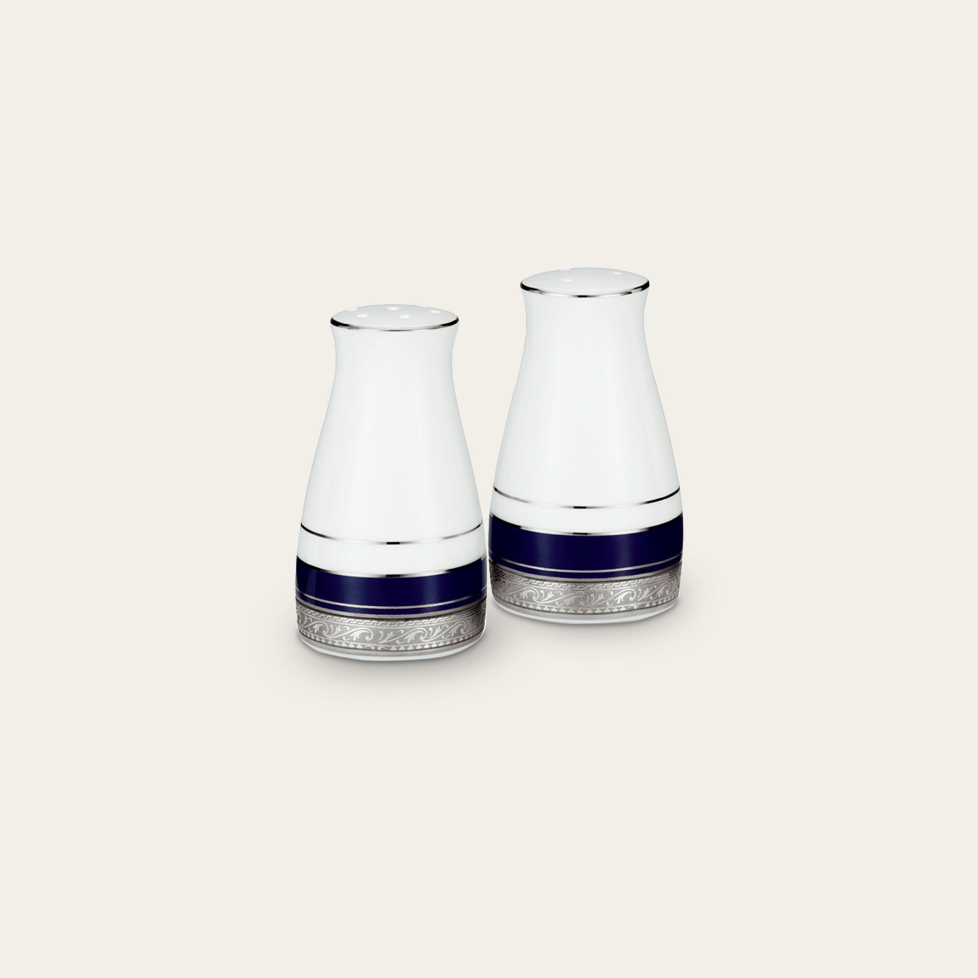 Bộ lọ đựng tiêu (3 lỗ) và muối (7 lỗ) cao 8,6cm sứ trắng | Crestwood Cobalt Platinum 4170L - 919710