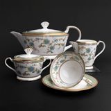  Bộ ấm chén uống trà 15 món tách loe (xanh lá) sứ xương cao cấp | Yoshino 9983J-T017G 