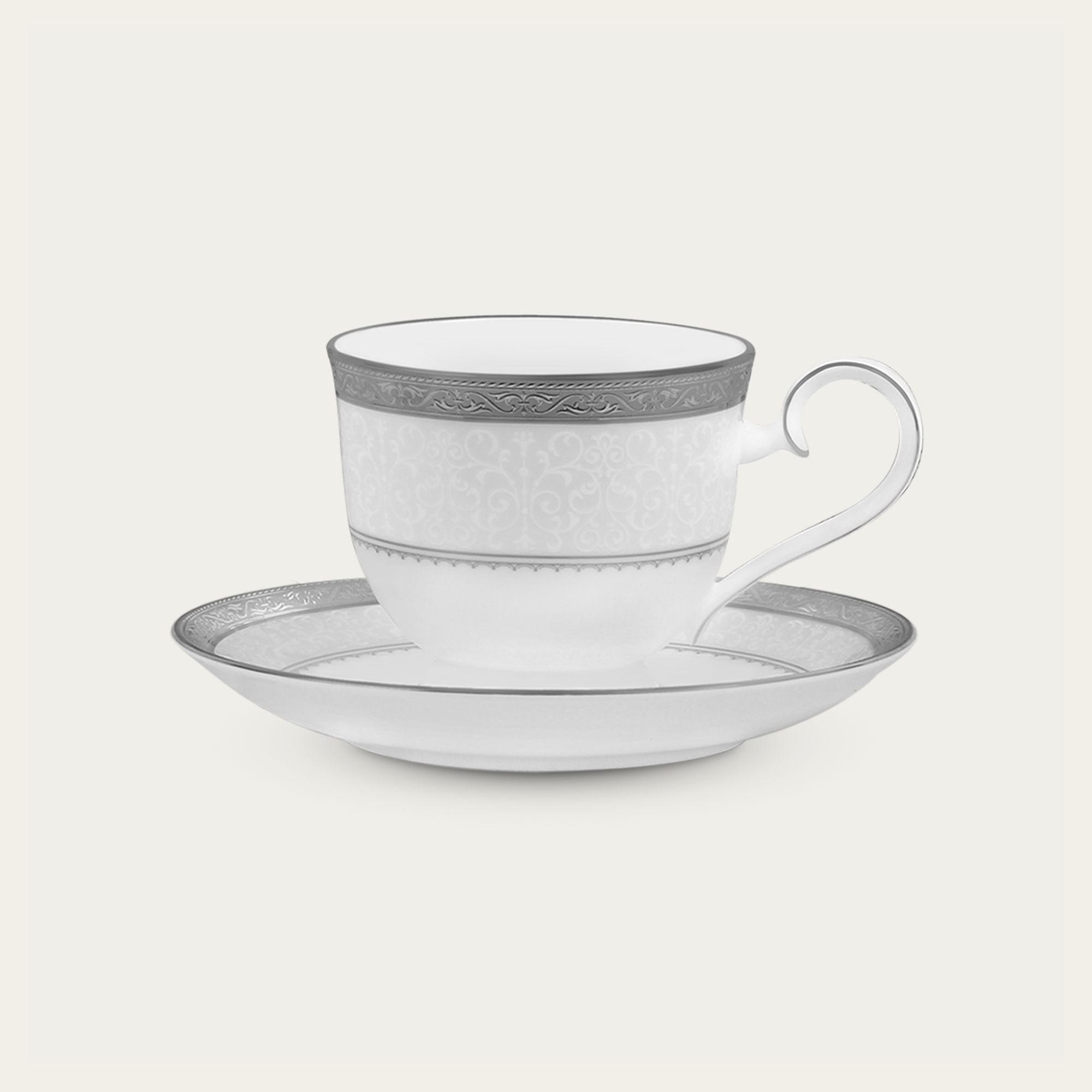 Chén trà (tách trà) dung tích 230ml kèm đĩa lót sứ xương | Odessa Platinum 4875L - T97217