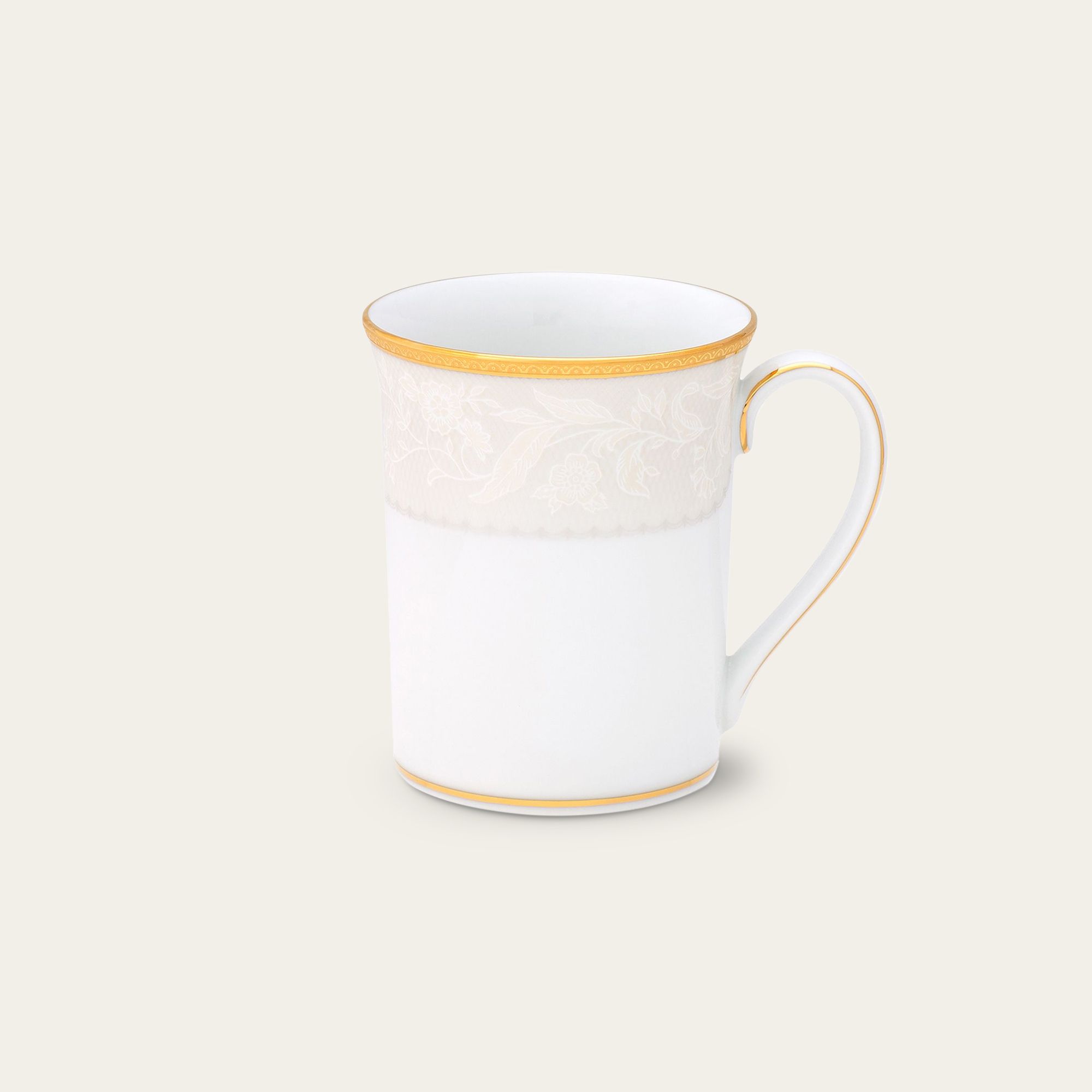 Cốc (ly) uống nước, cà phê dung tích 310ml sứ trắng | Flanders Gold 1714L - T91332K