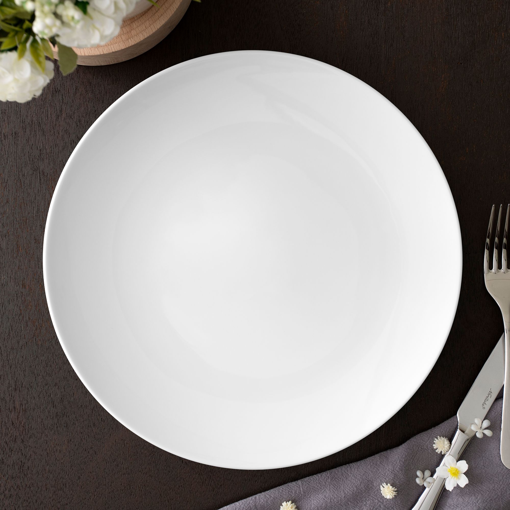 Đĩa tròn coupe cỡ lớn (LG) đường kính 30,8cm sứ trắng | Art Stage 4257L - 91806