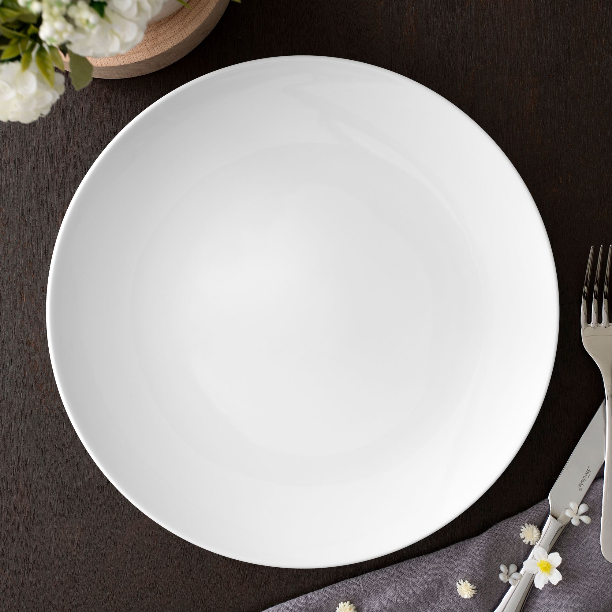 Đĩa tròn coupe cỡ siêu lớn (XL) đường kính 35,3cm sứ trắng | Art Stage 4257L - 91804