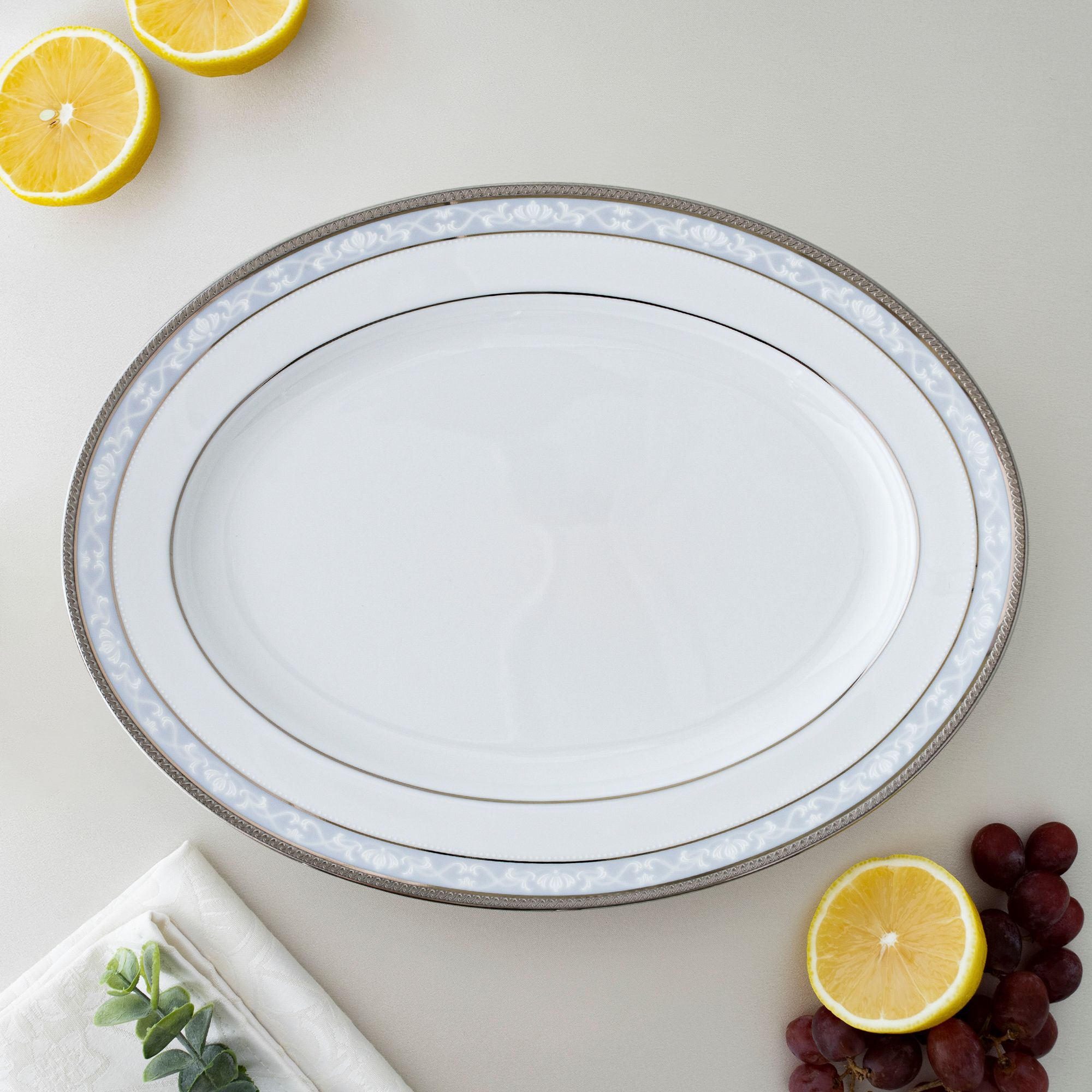 Đĩa Oval cỡ nhỏ (SM) dài 29,4cm sứ trắng | Hampshire Platinum 4336L - 91345
