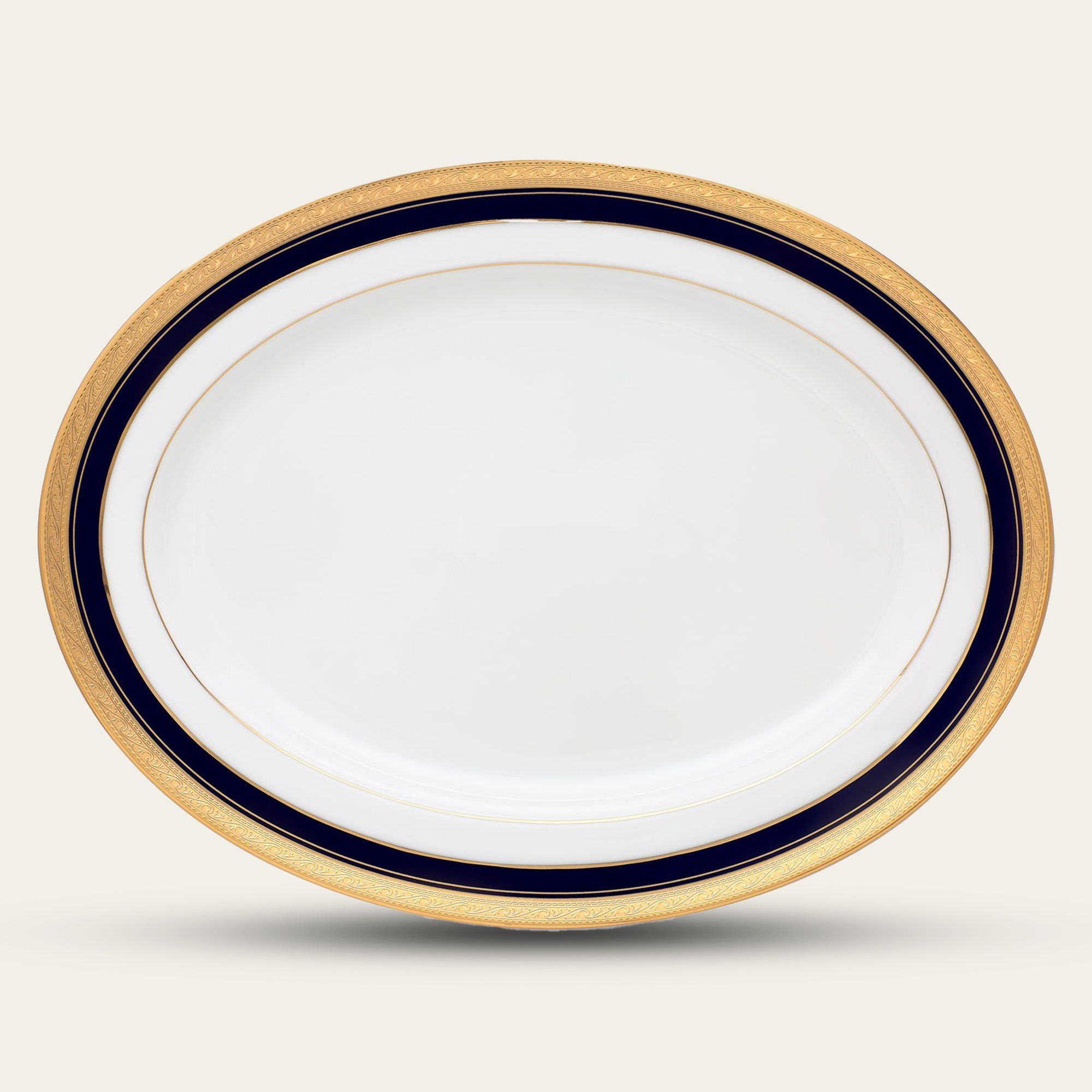 Đĩa Oval cỡ vừa (MD) dài 34,5cm sứ trắng | Crestwood Cobalt Gold 4171L - 91344
