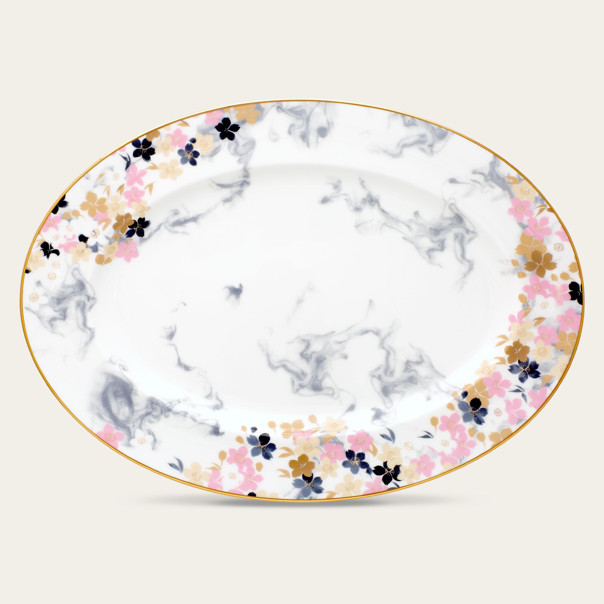 Đĩa Oval cỡ vừa (MD) dài 36,8cm sứ xương | Moonlit Blossoms 4969L - 97244