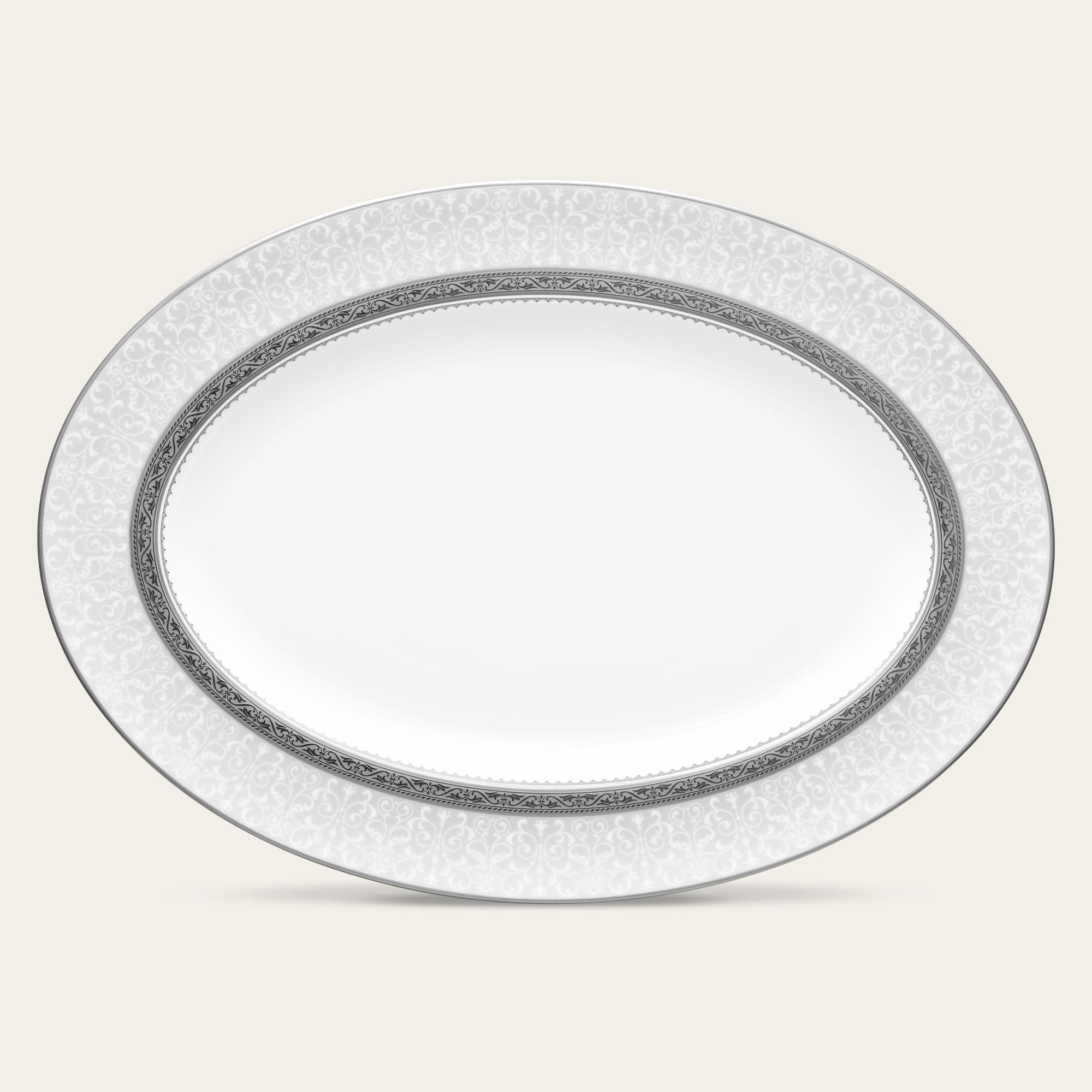 Đĩa Oval cỡ vừa (MD) dài 36,8cm sứ xương | Odessa Platinum 4875-1L - 97244
