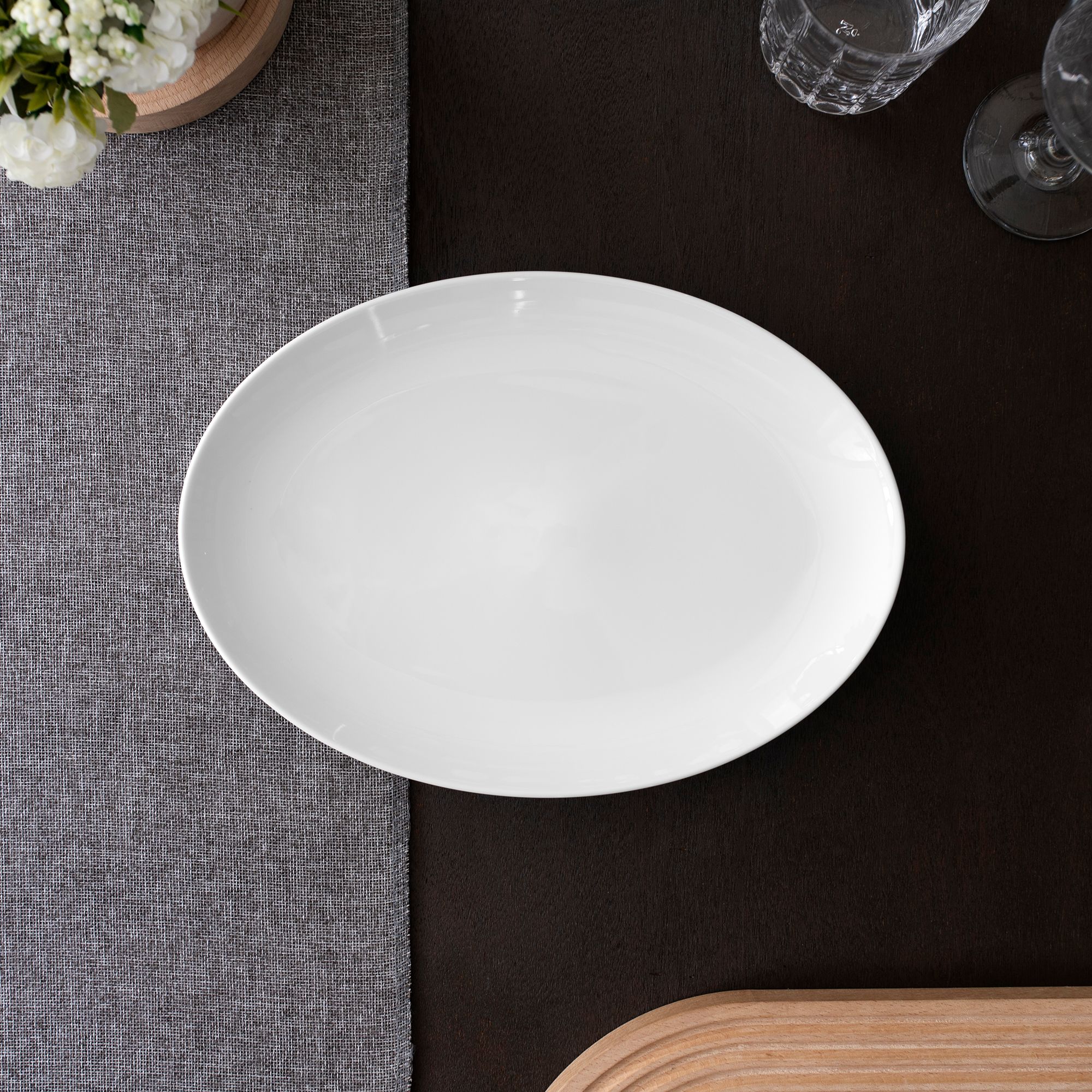 Đĩa Oval coupe cỡ nhỏ (SM) dài 31cm sứ trắng | Art Stage 4257L - 91846