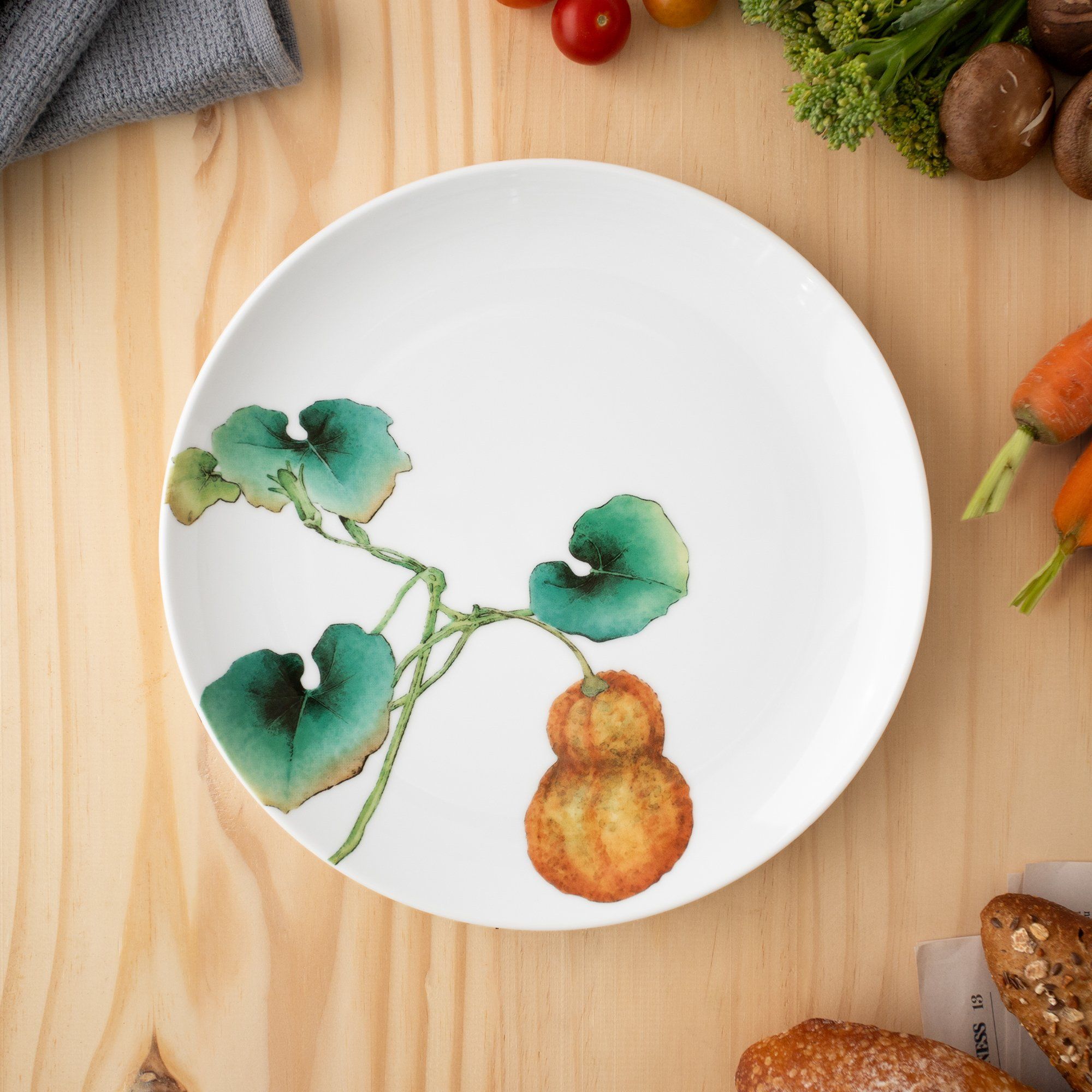 Đĩa coupe đường kính 24,1cm (họa tiết bí đỏ) sứ trắng | Kyoka Shunsai 1620-6L - 91816
