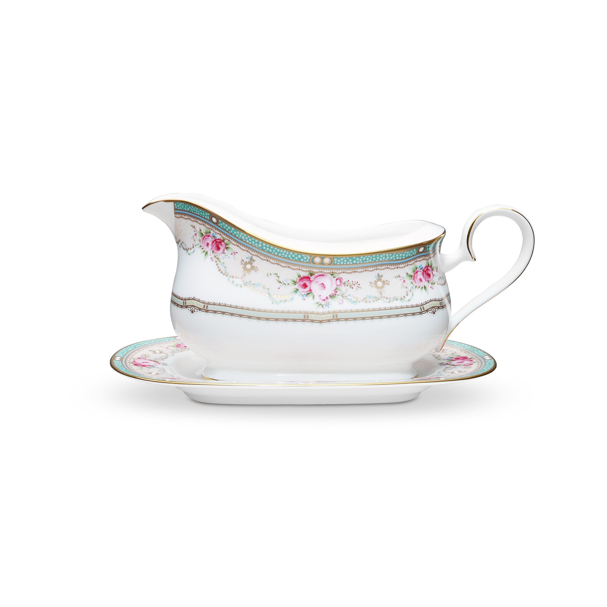 Bình (hũ) đựng nước xốt dung tích 630ml kèm đĩa lót sứ xương | Palace Rose 4863L - 97241