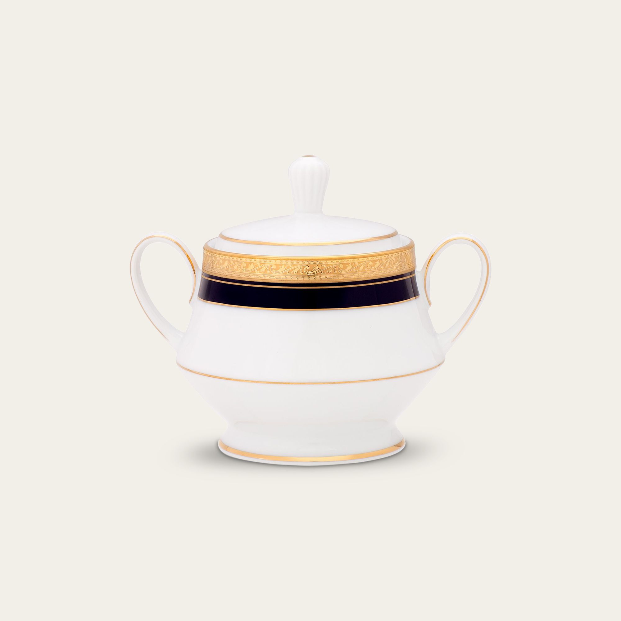 Bình (hũ) đường có nắp đậy dung tích 370ml sứ trắng | Crestwood Cobalt Gold 4171L - 91127