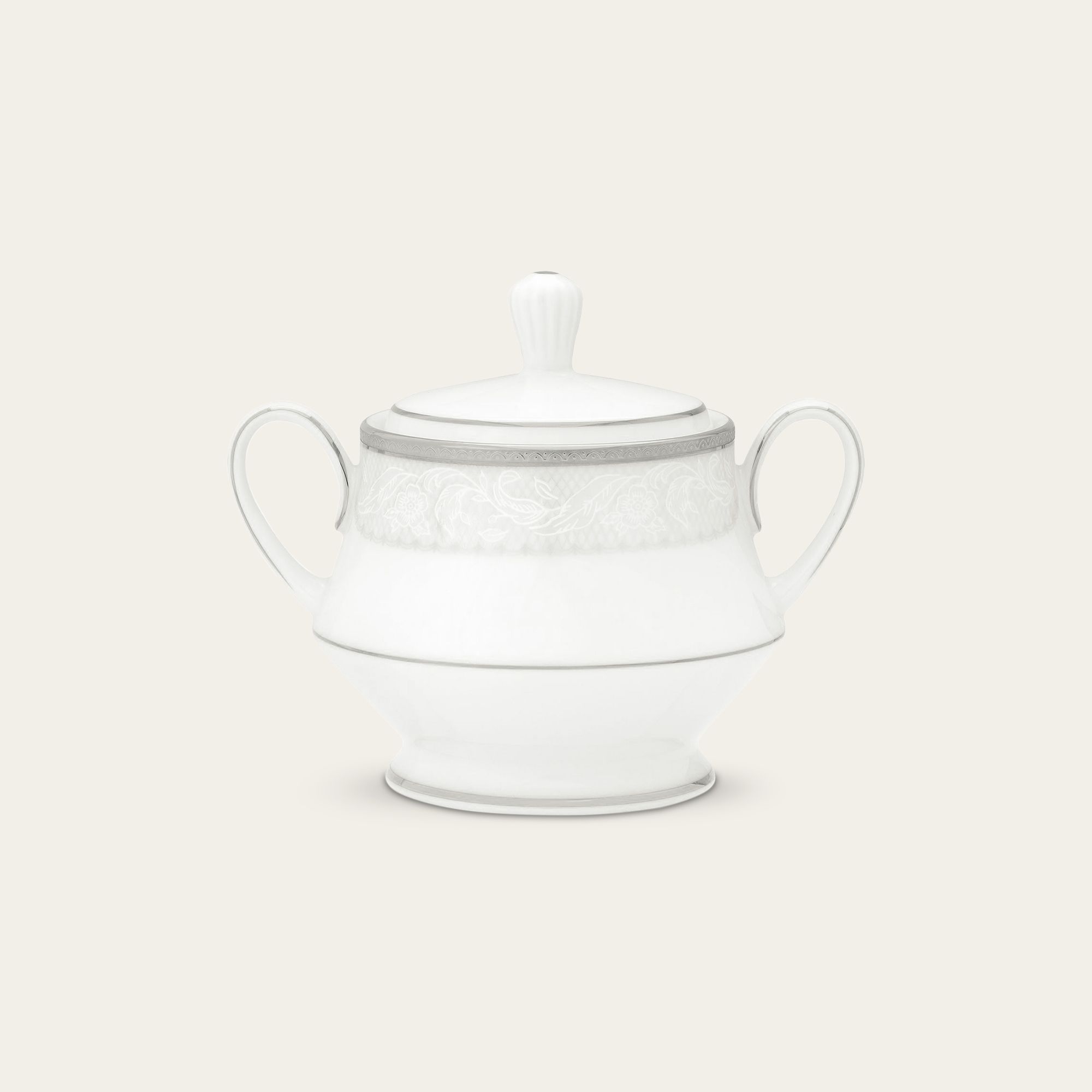 Bình (hũ) đường có nắp đậy dung tích 370ml sứ trắng | Flanders Platinum 1715L - 91127