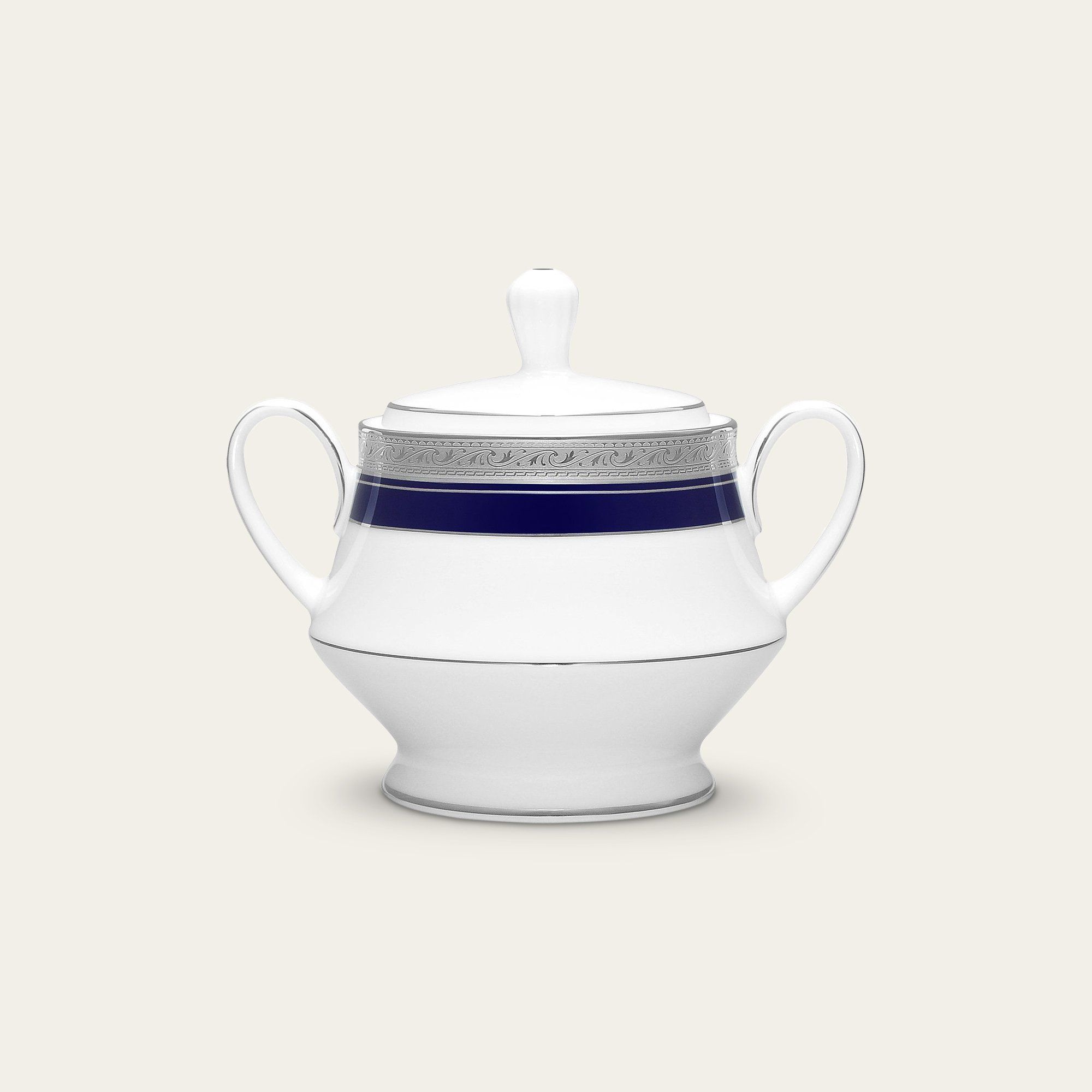Bình (hũ) đường có nắp đậy dung tích 370ml sứ trắng | Crestwood Cobalt Platinum 4170L - 91127