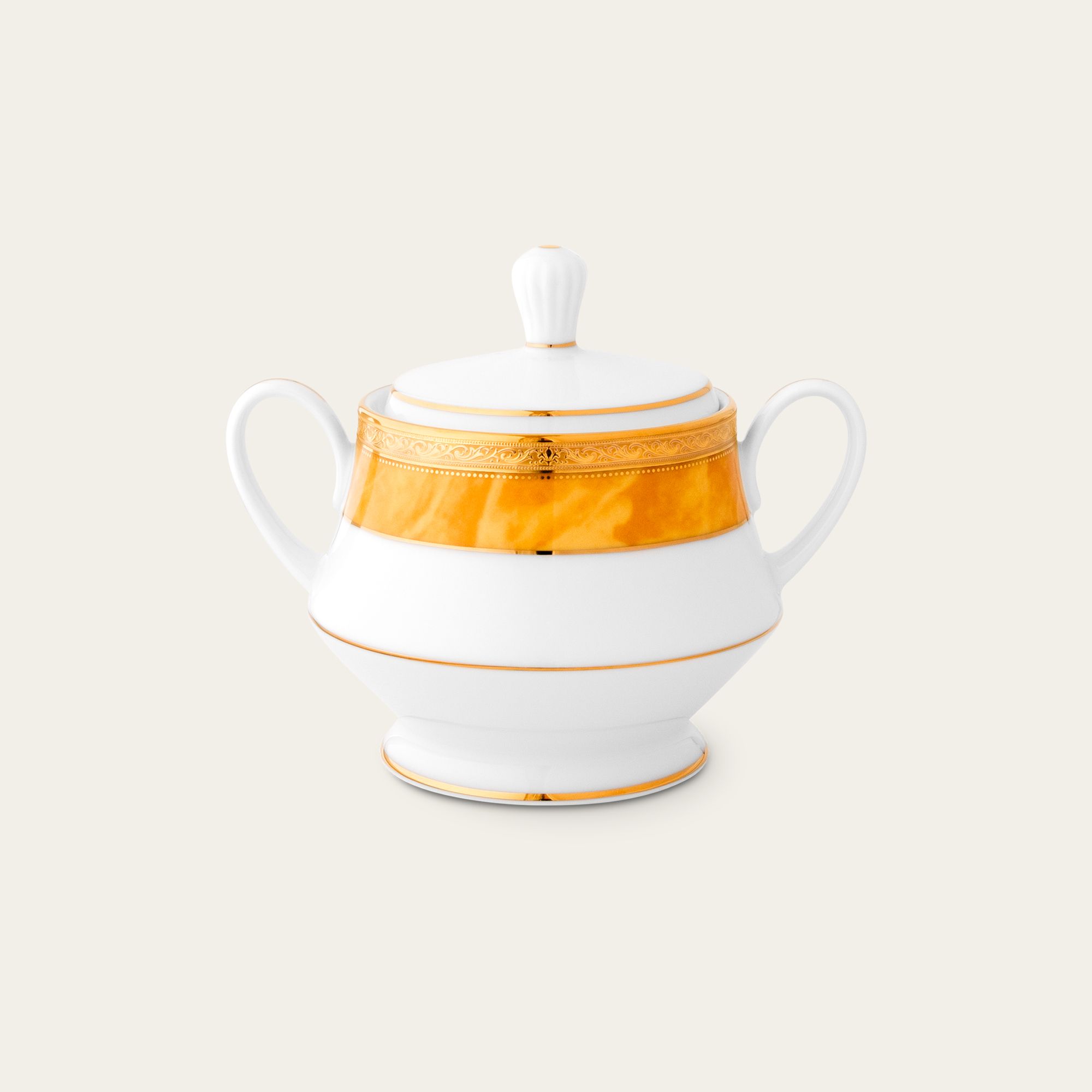 Bình (hũ) đường có nắp đậy dung tích 370ml sứ trắng | MAJESTIC YELLOW M-168L - 91127