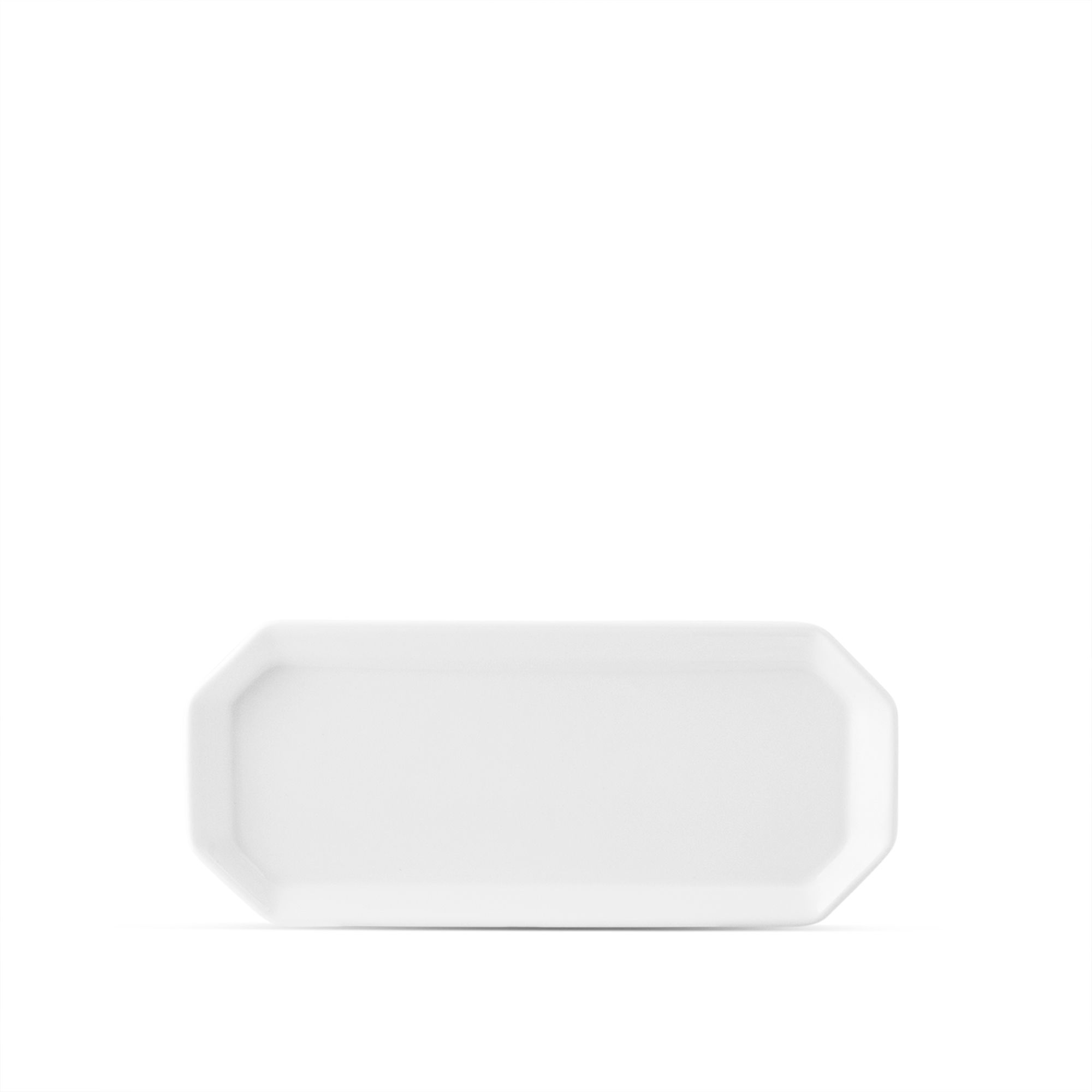Khay chữ nhật vát cạnh (khay bát giác) dài 18,6cm đựng khăn ướt sứ xương | Plain White 9990L - 54806A