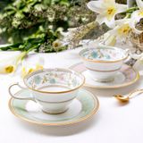  Chén trà (tách trà) dáng loe 220ml kèm đĩa lót xanh lá | Yoshino 9983J-Y59587 
