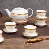  Bộ ấm chén uống trà 13 món Châu Á (ấm 950ml) sứ xương cao cấp | Odessa Gold 4874L-T014A 