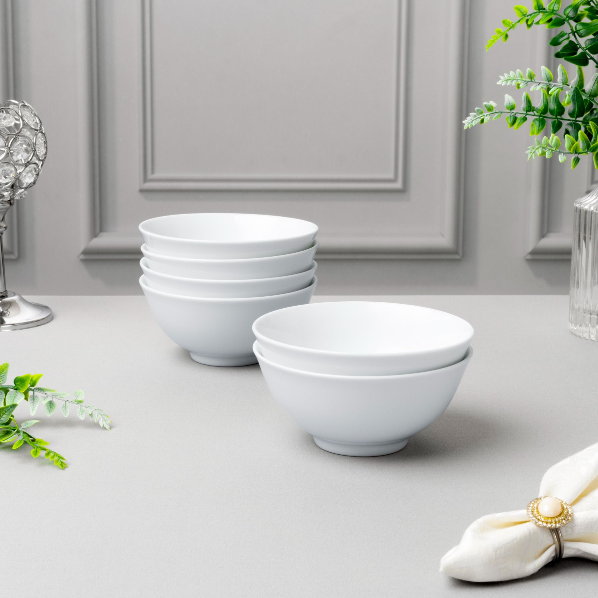 Bộ 06 bát cơm (chén cơm) 12,2cm dung tích 320ml sứ trắng | Art Stage 4257L - S91481
