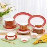  Bộ bát đĩa ăn Châu Á đầy đủ 38 món sứ xương | Crochet 4966 