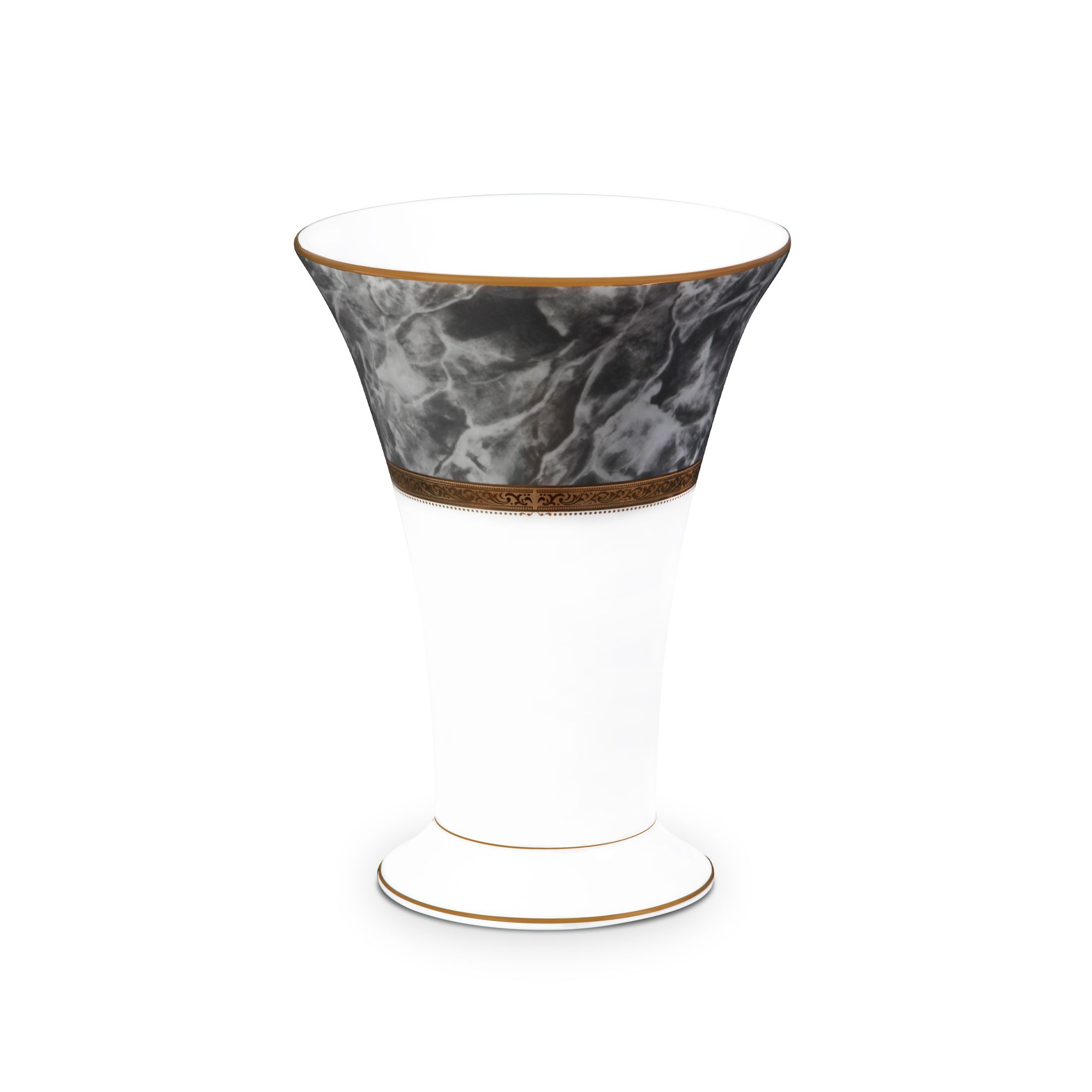 Bình hoa (lọ hoa) trang trí cổ loe cao 23,3cm (màu đen - granite black) sứ trắng | Majestic Black M-167L - T91825K