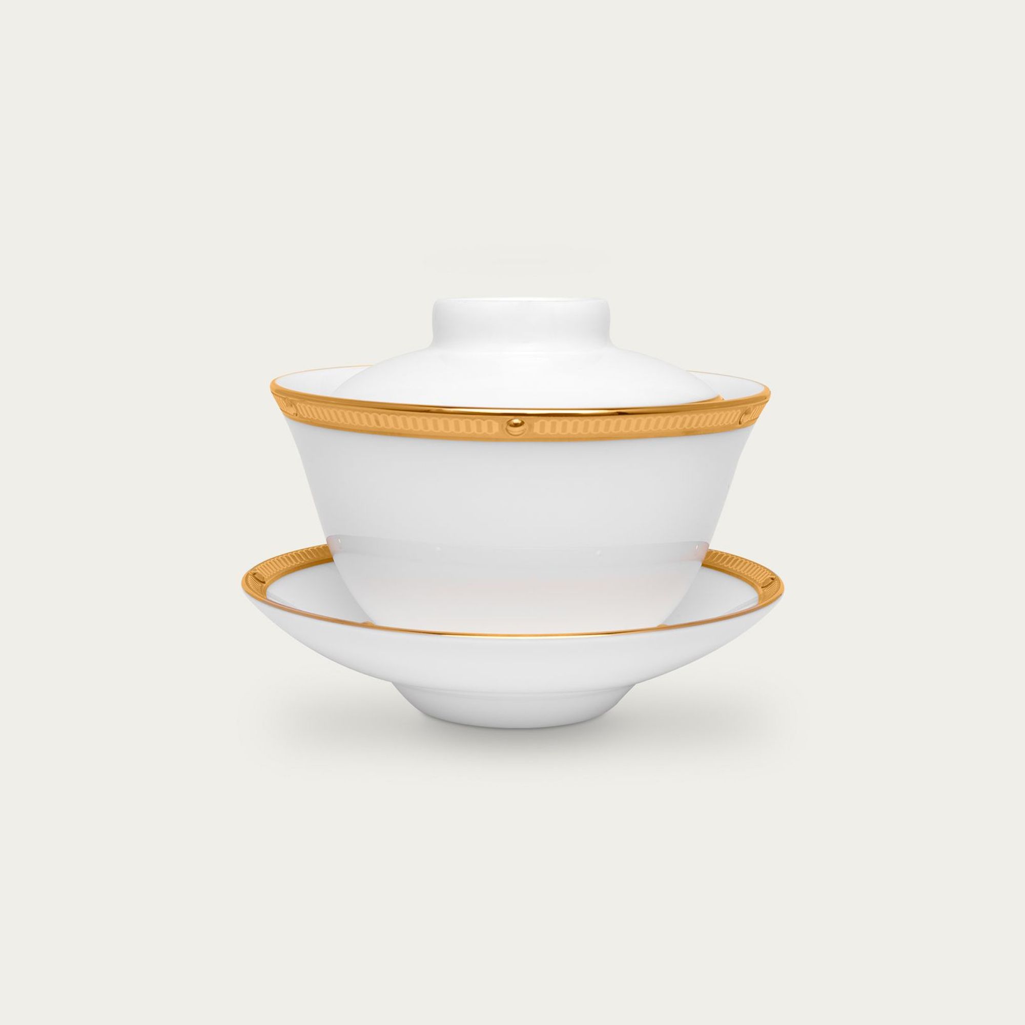  Chén trà (tách trà) có nắp đậy (không quai cầm) 160ml kèm đĩa lót | Rochelle Gold 4796L-T50157A 