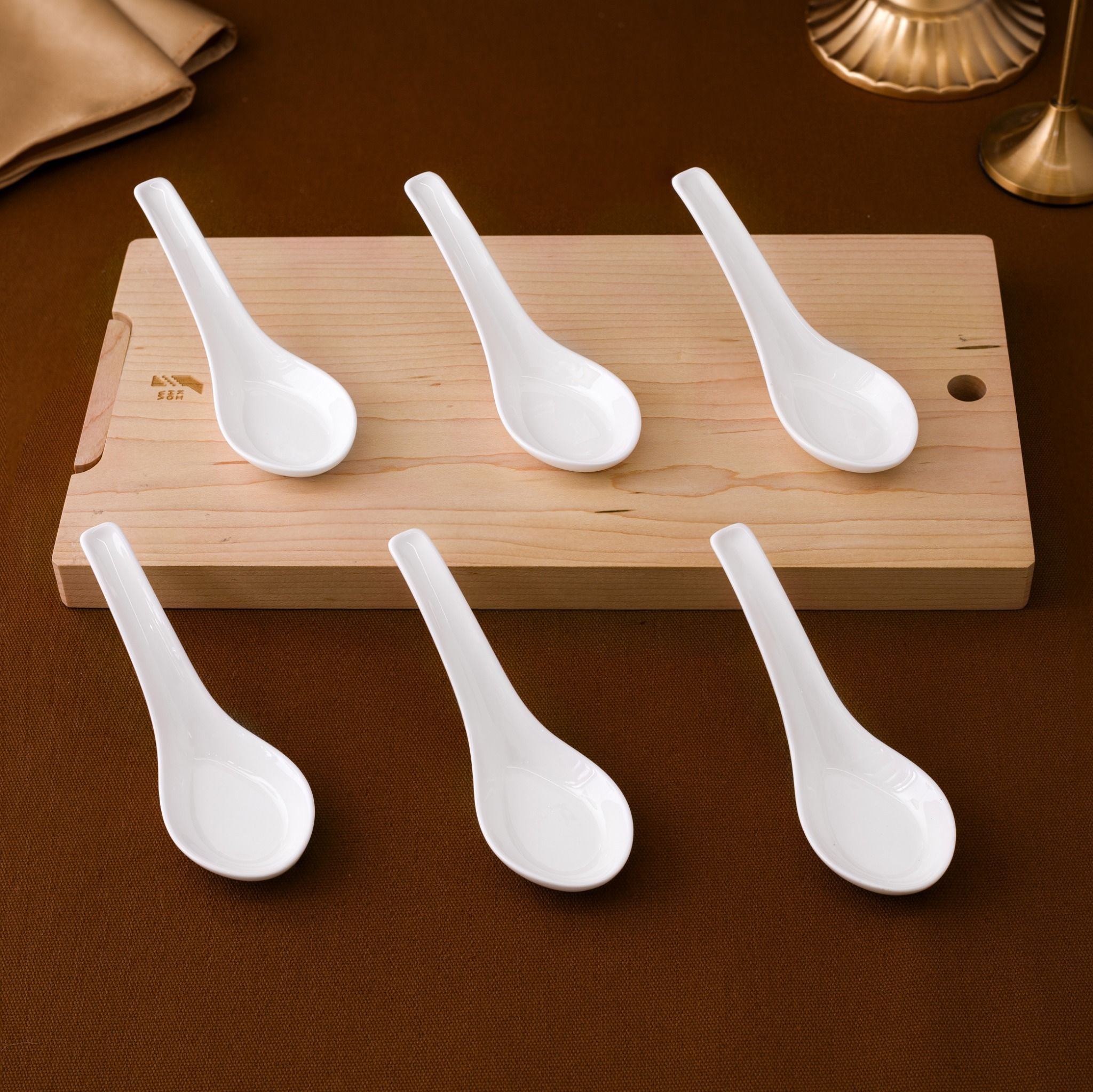 Bộ 06 thìa sứ (muỗng sứ) dài 14,2cm sứ xương | Plain White 9990L - S97366