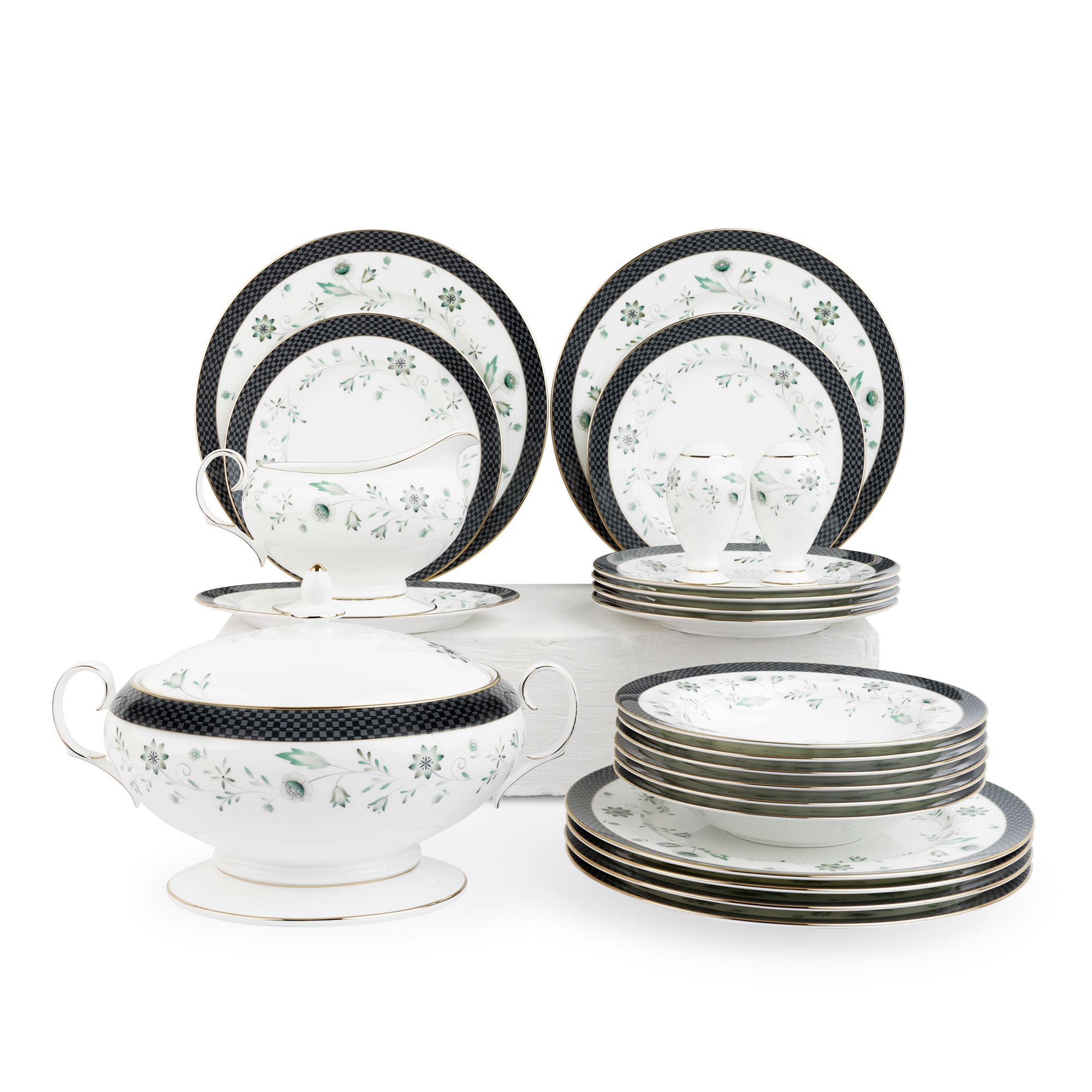Bộ đĩa ăn kiểu Âu 22 món (cho 6 người) sứ xương | Forever Fields 4950L - D024AN