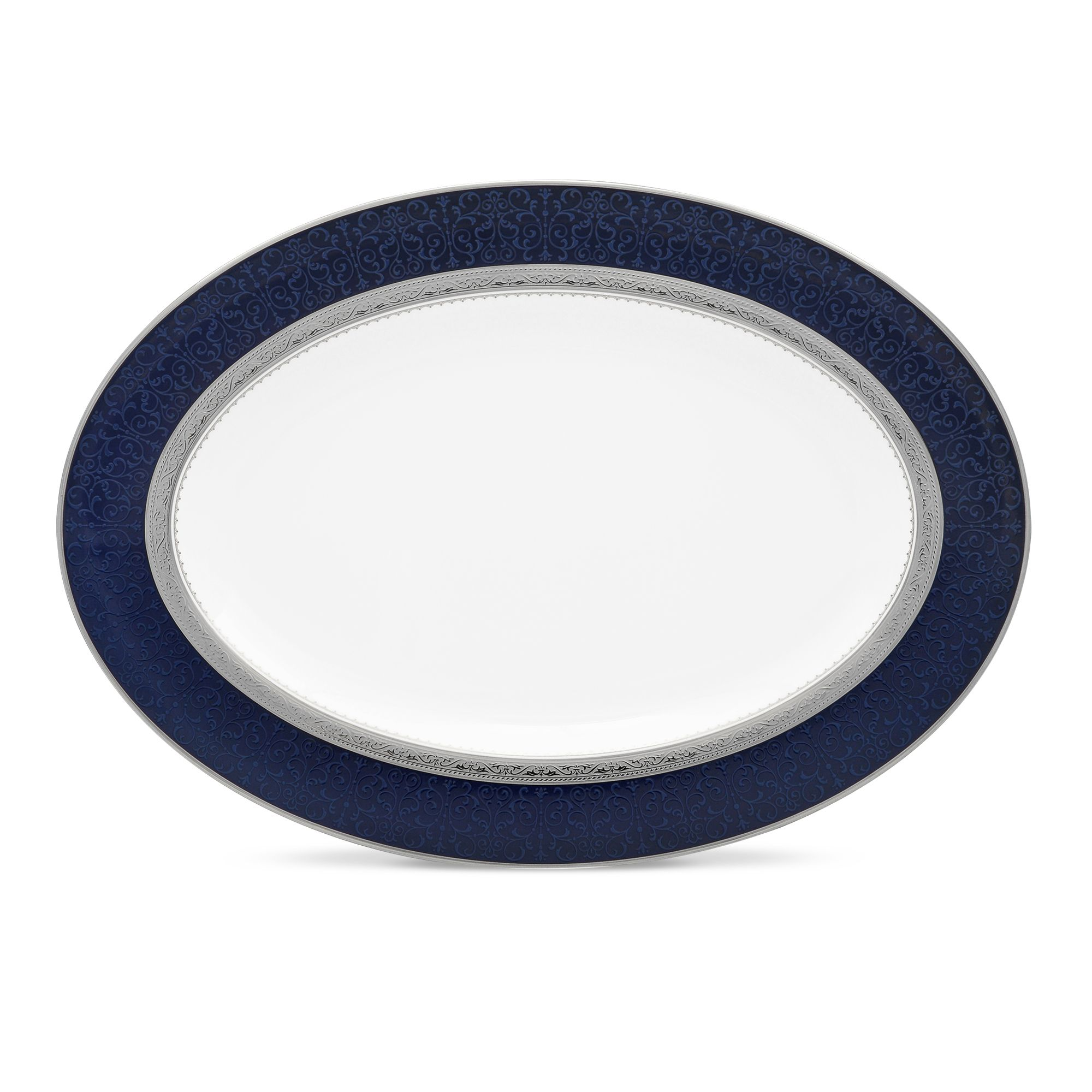 Đĩa Oval cỡ vừa (MD) dài 36,8cm sứ xương | Odessa Cobalt Platinum 4922L - 97244