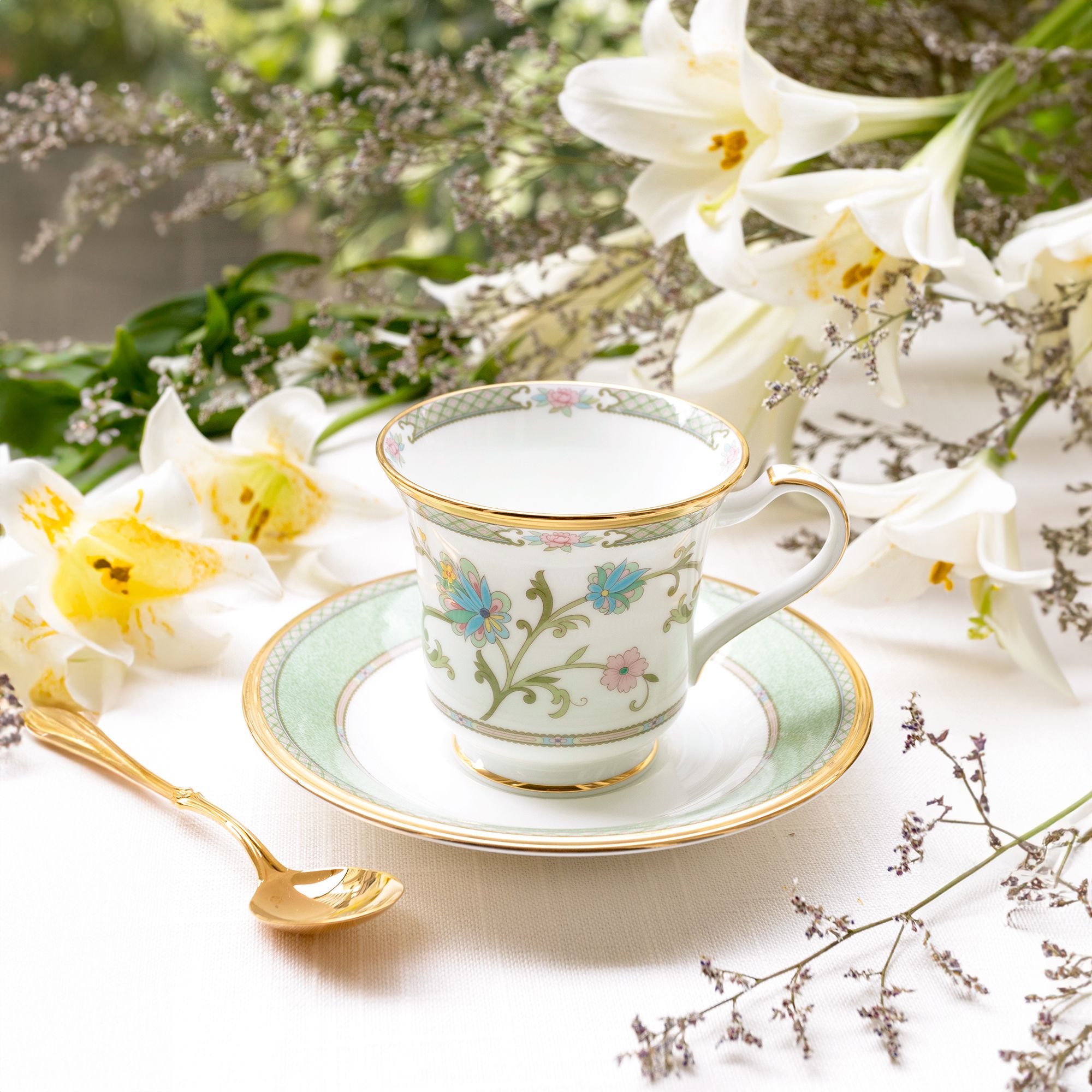  Bộ ấm chén uống trà 15 món sứ xương cao cấp viền vàng | Yoshino 9983J-T017L 