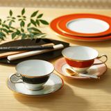  Chén trà (tách trà) dáng loe 220ml kèm đĩa lót cam | Ake Komon 4948J - T59587 